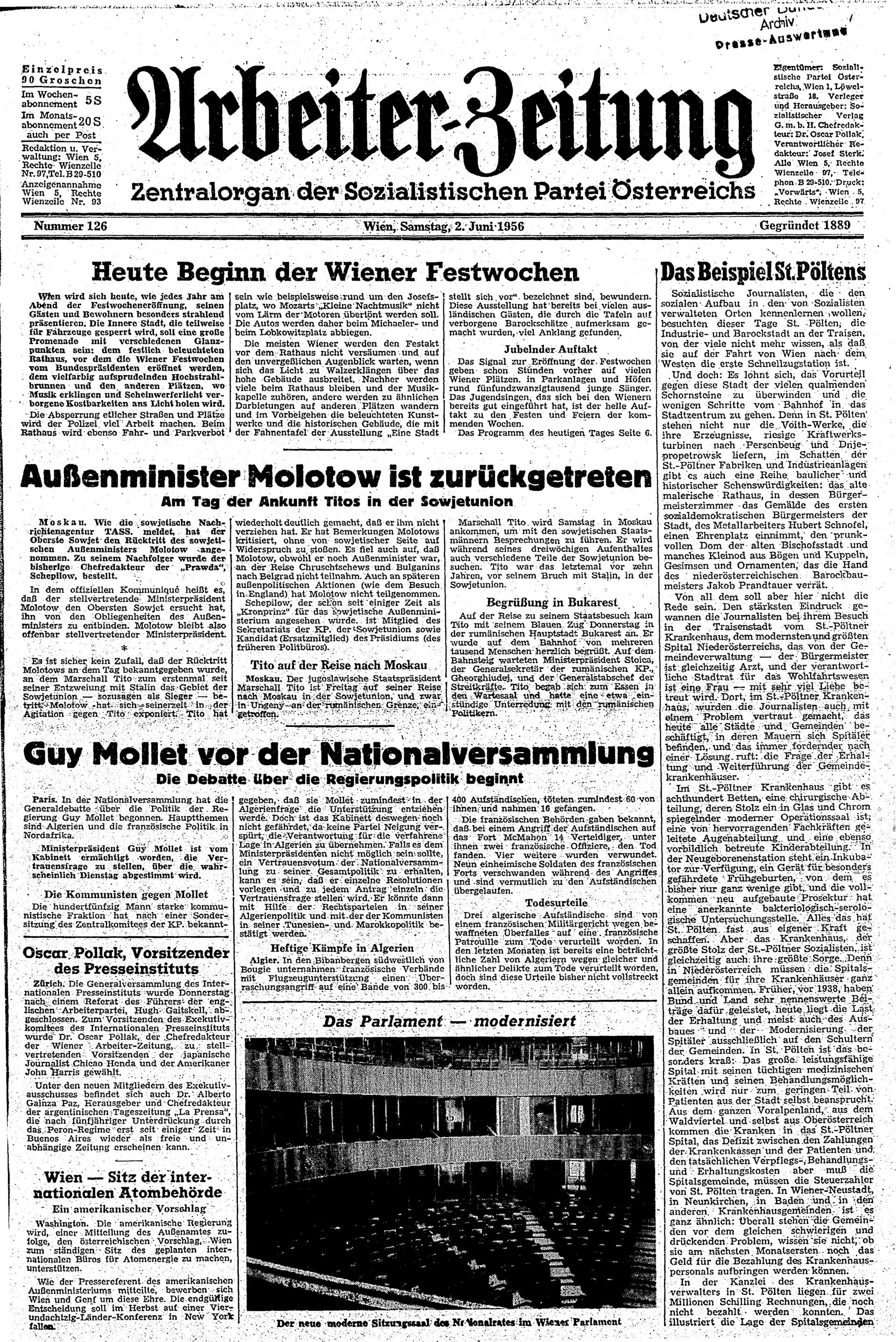 Ausgabe Sa. 02.06.1956, Seite 1