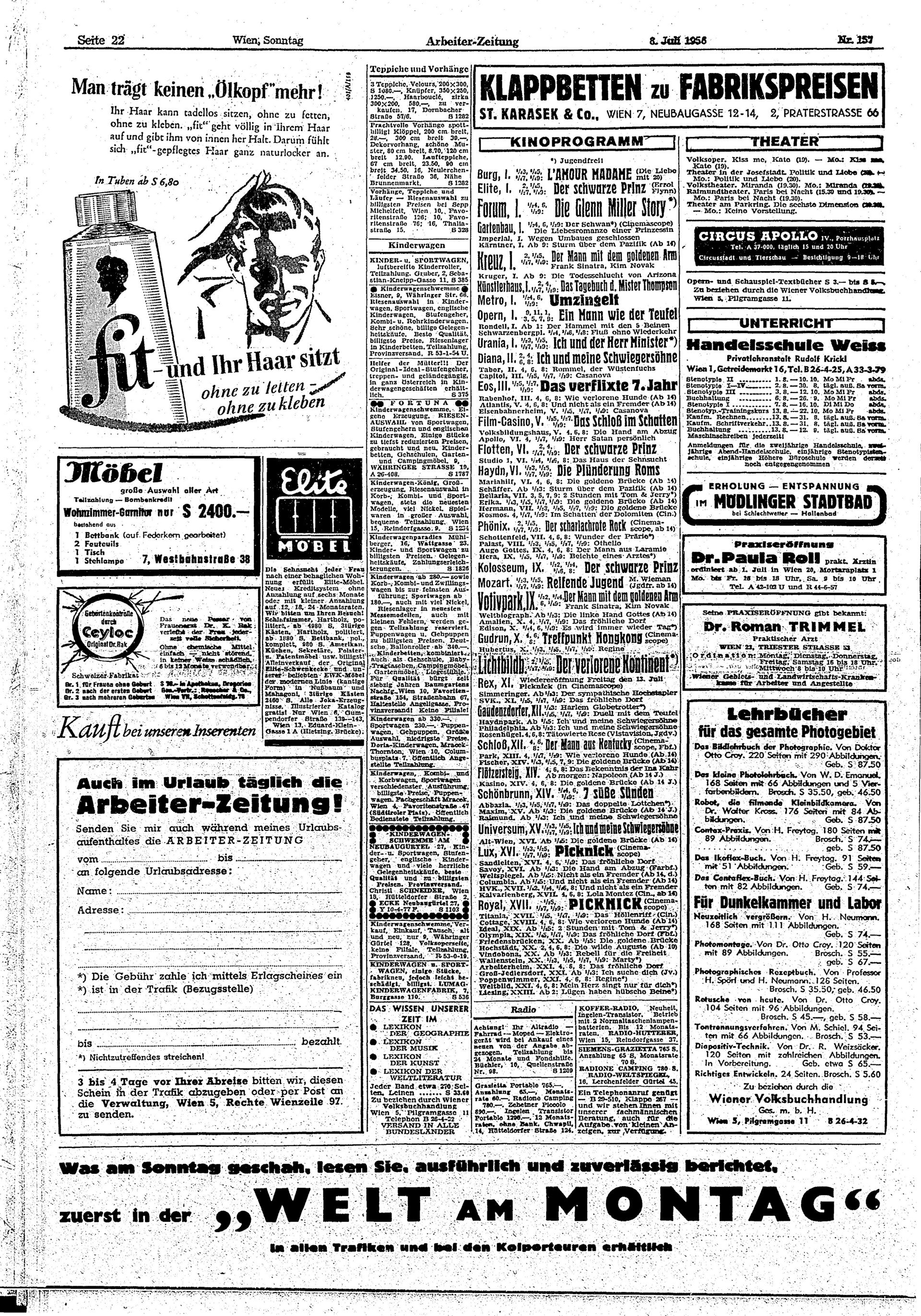 Ausgabe So. 08.07.1956, Seite 22