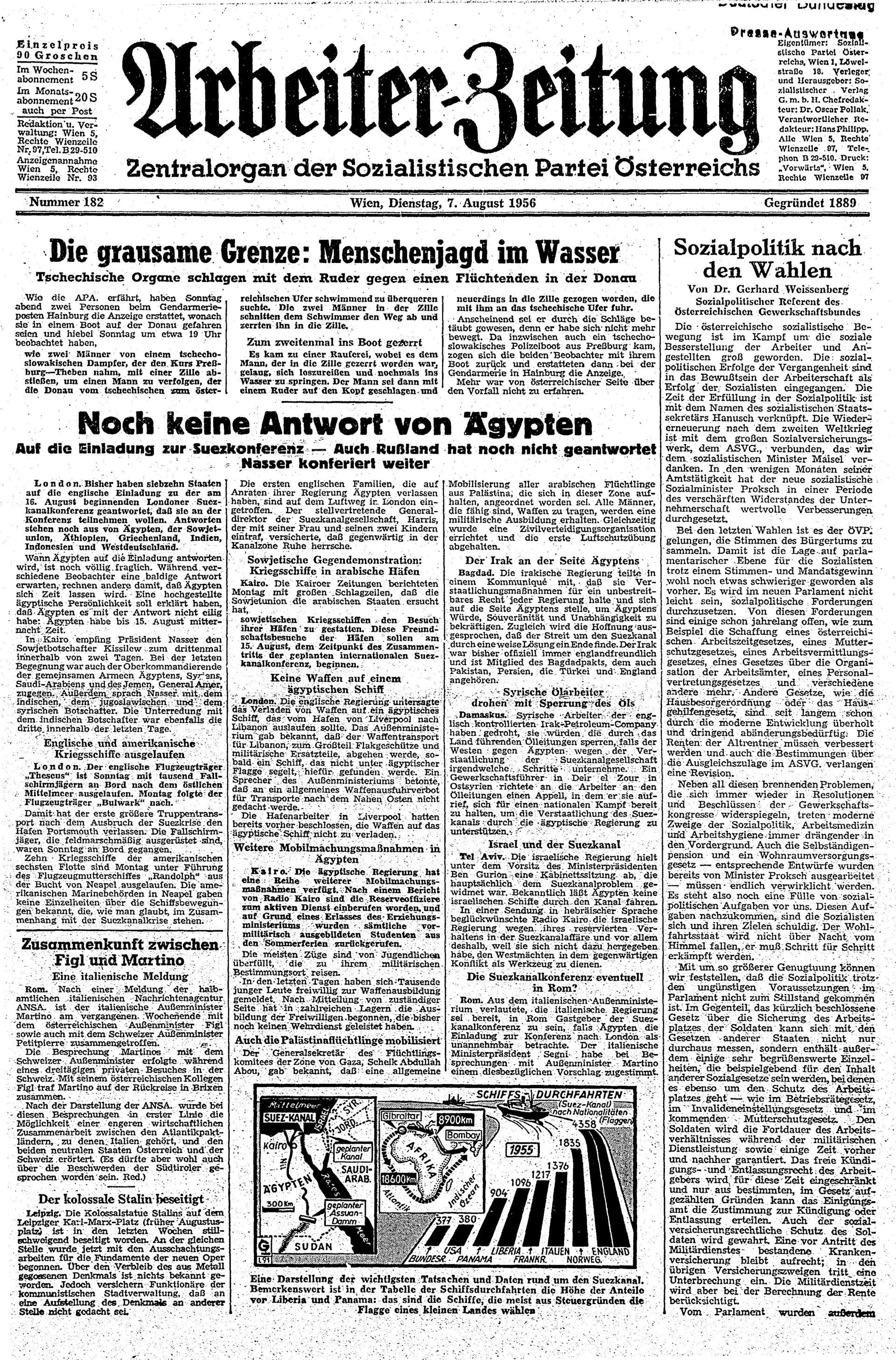 Ausgabe Di. 07.08.1956, Seite 1