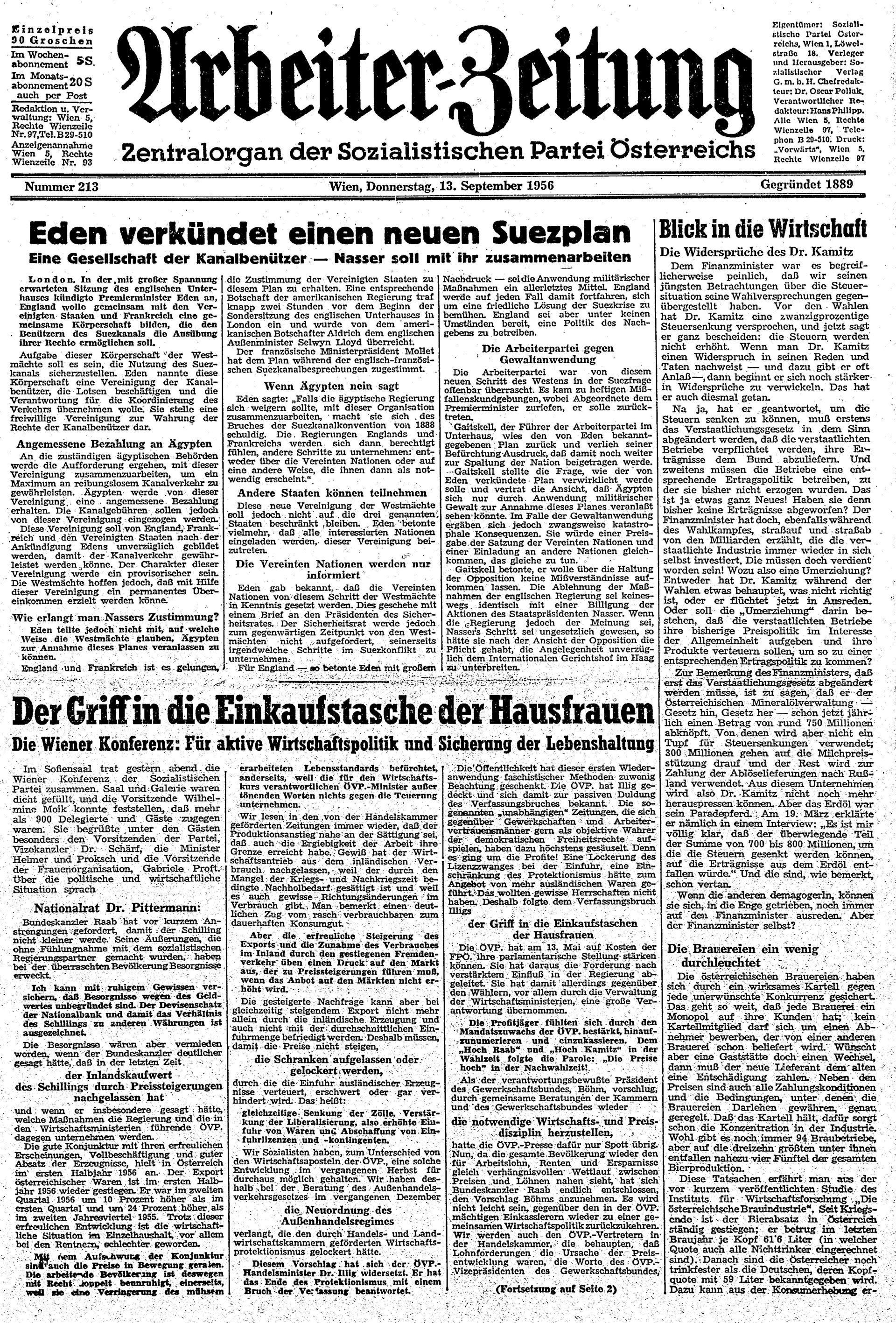 Ausgabe Do. 13.09.1956, Seite 1
