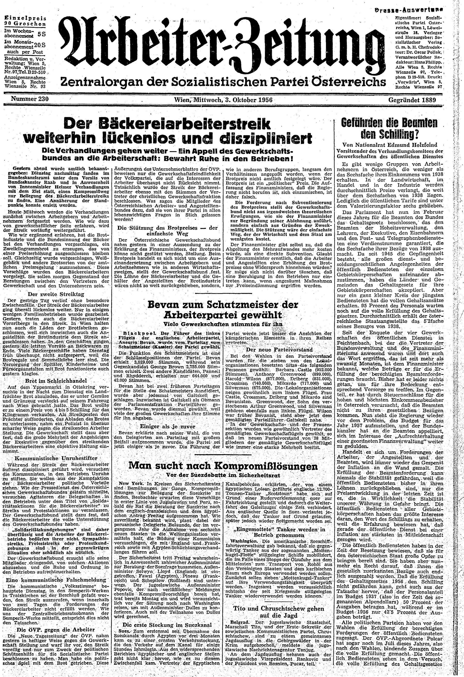 Ausgabe Mi. 03.10.1956, Seite 1