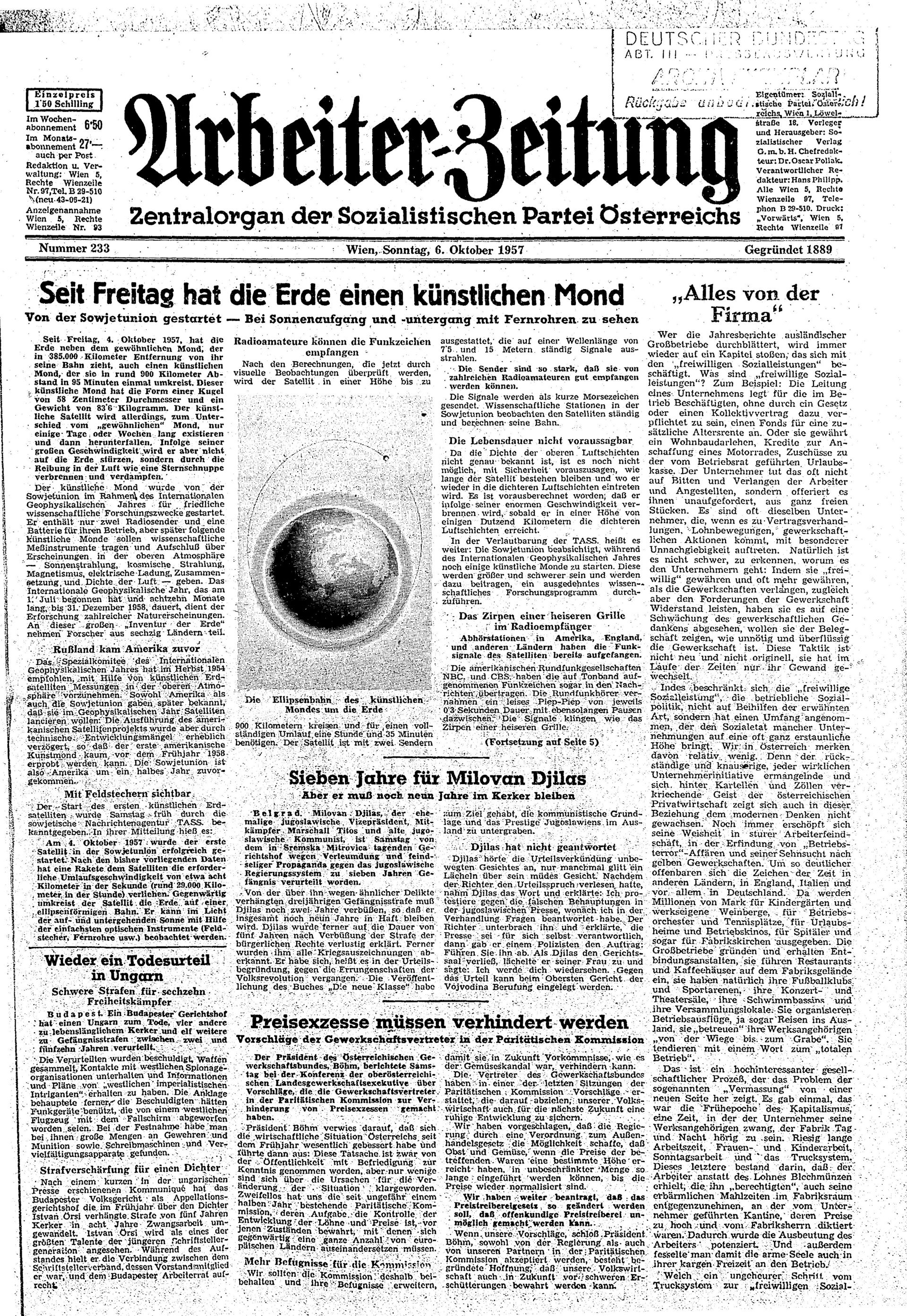 Ausgabe So. 06.10.1957, Seite 1
