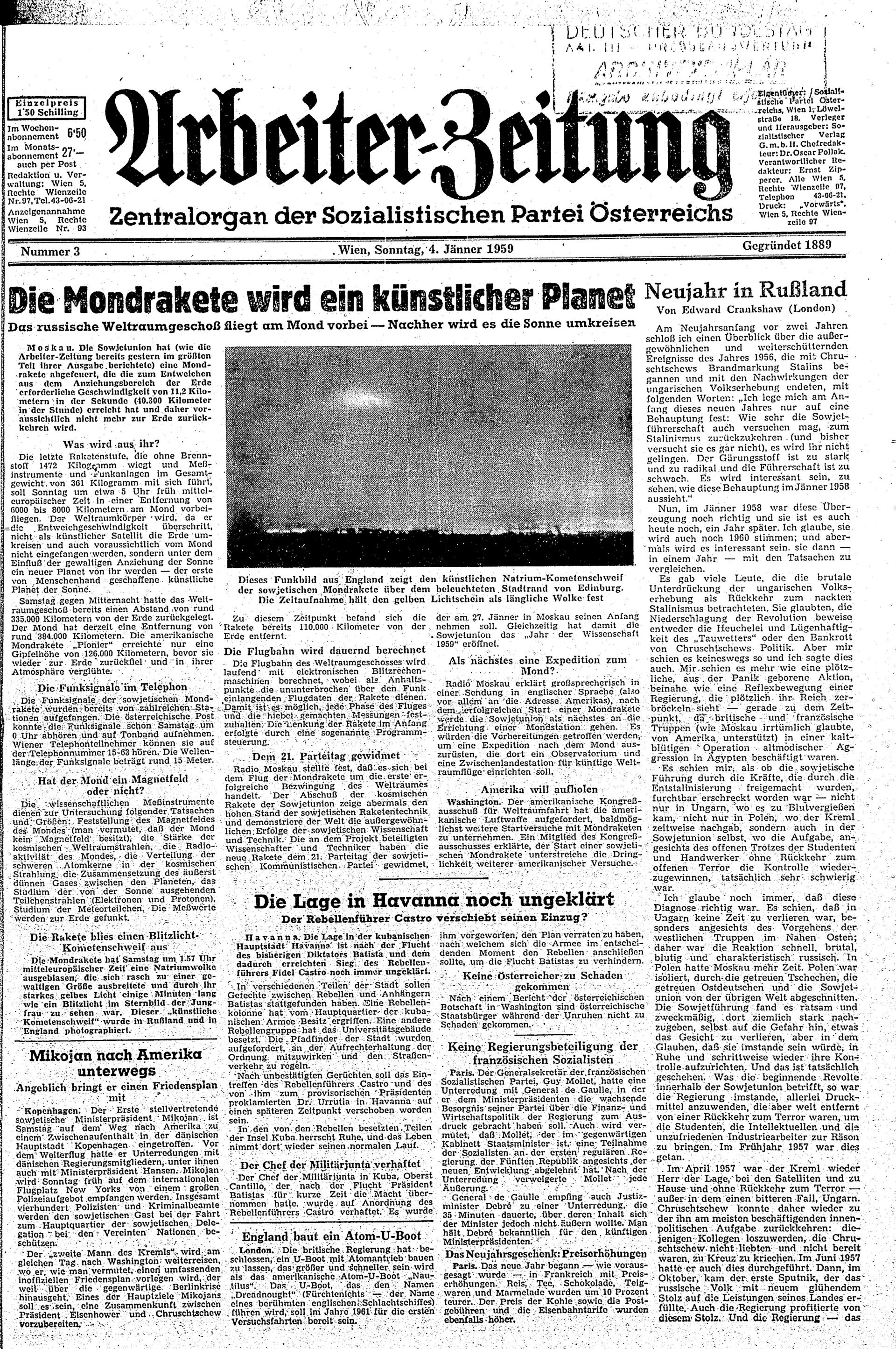 Ausgabe So. 04.01.1959, Seite 1