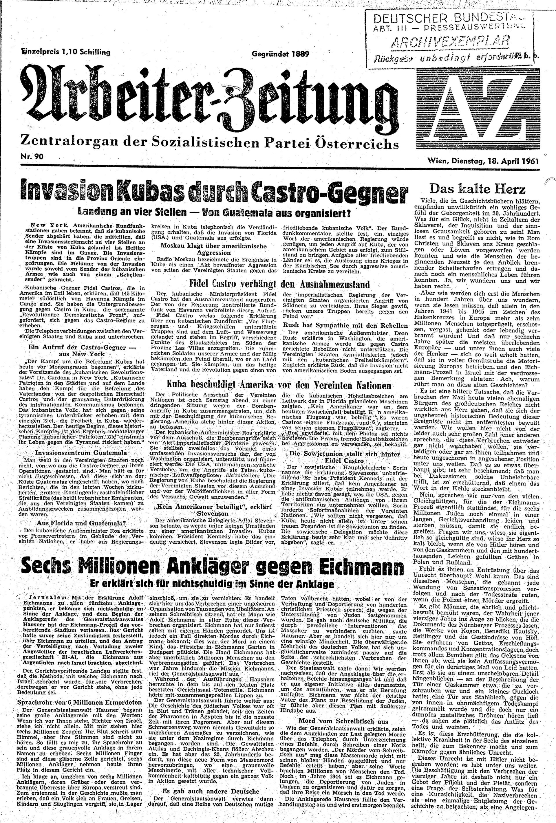 Ausgabe Di. 18.04.1961, Seite 1