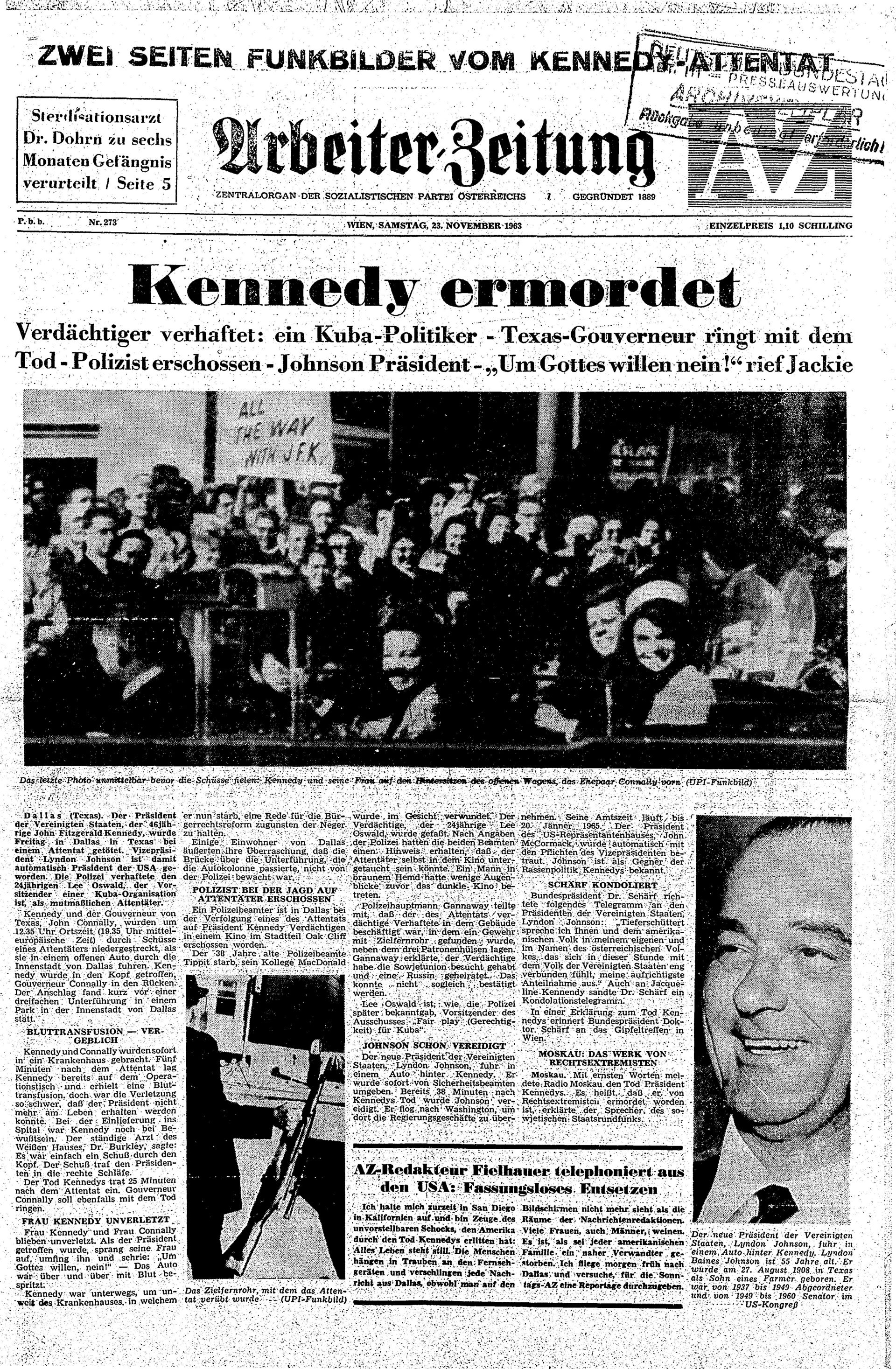 Ausgabe Sa. 23.11.1963, Seite 1