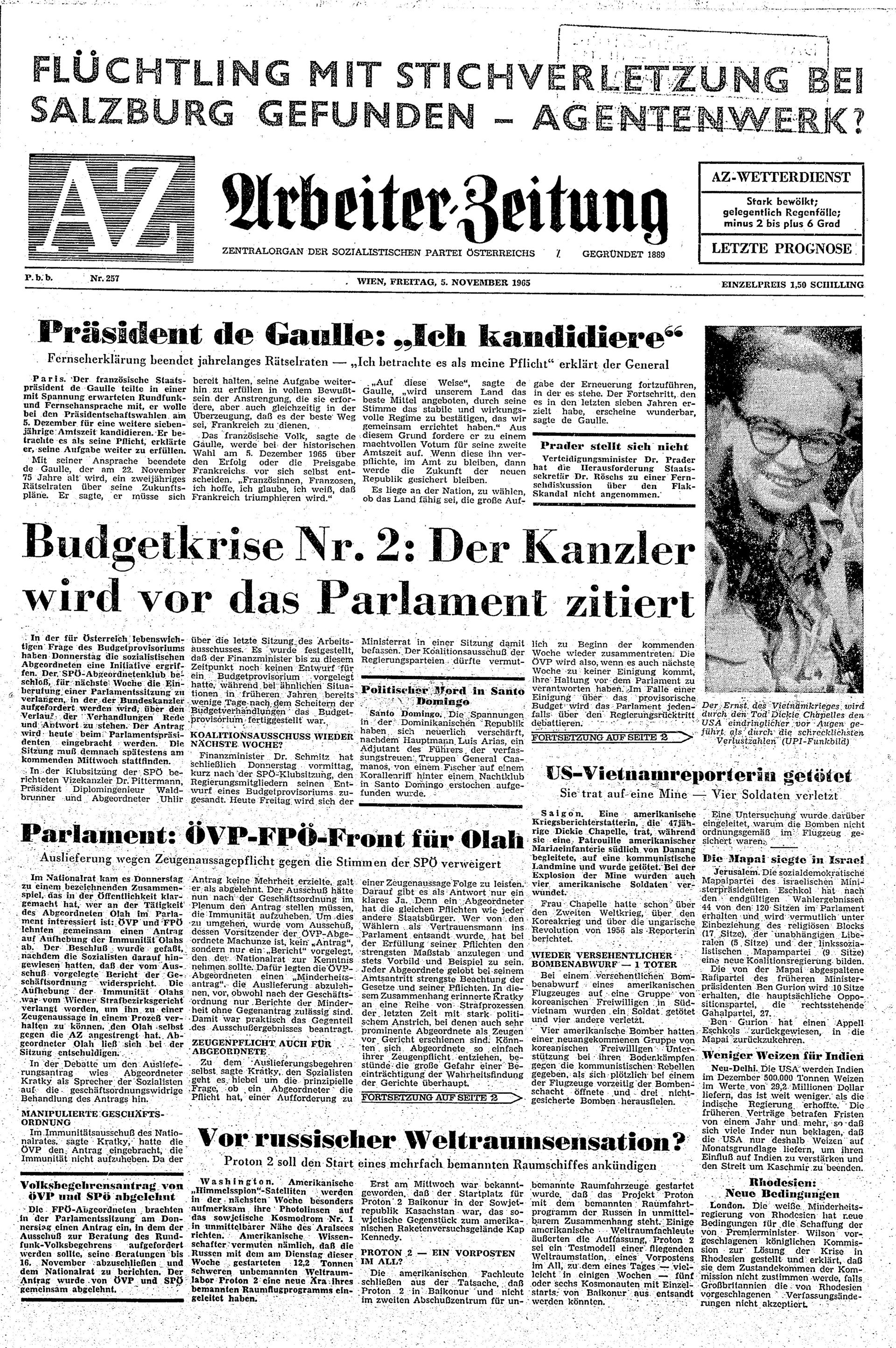 Ausgabe Fr. 05.11.1965, Seite 1