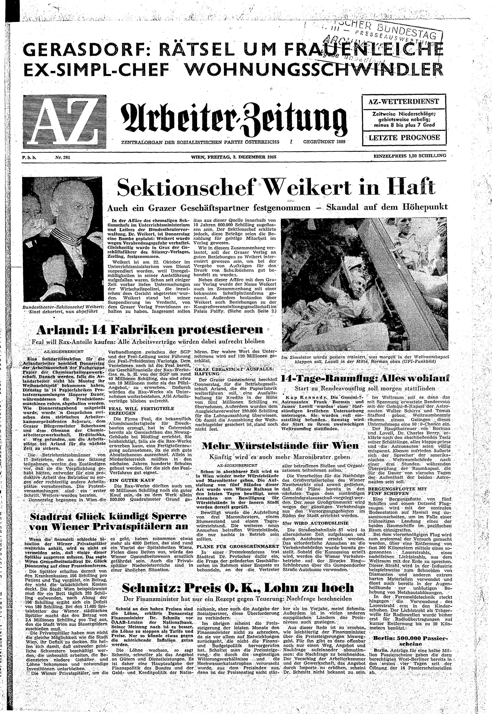 Ausgabe Fr. 03.12.1965, Seite 1