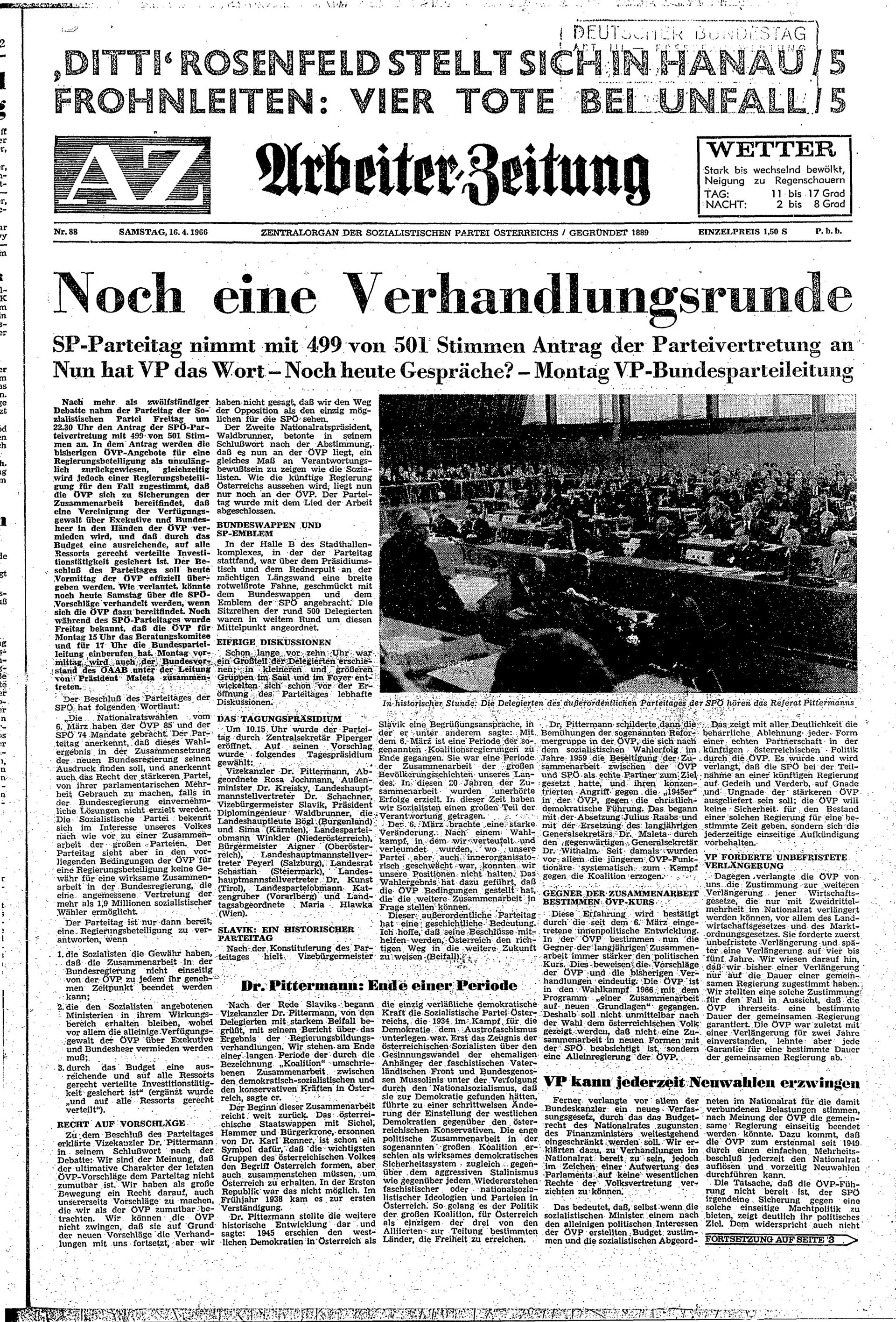 Ausgabe Sa. 16.04.1966, Seite 1