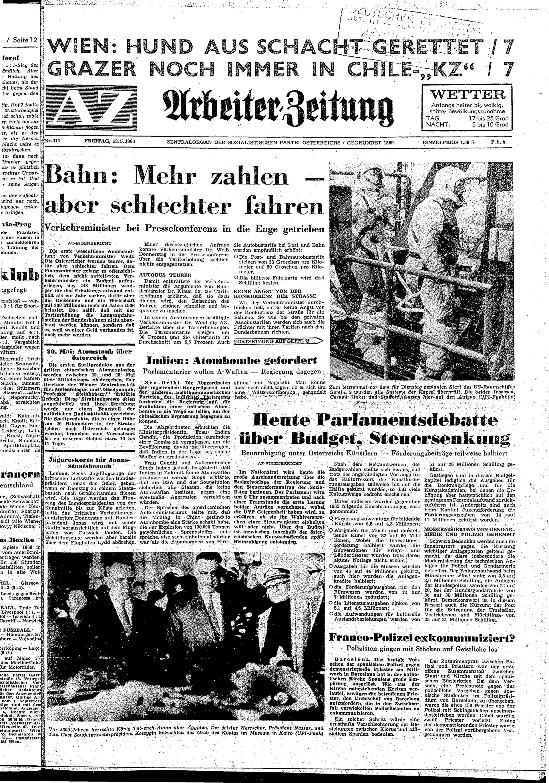 Ausgabe Fr. 13.05.1966, Seite 1