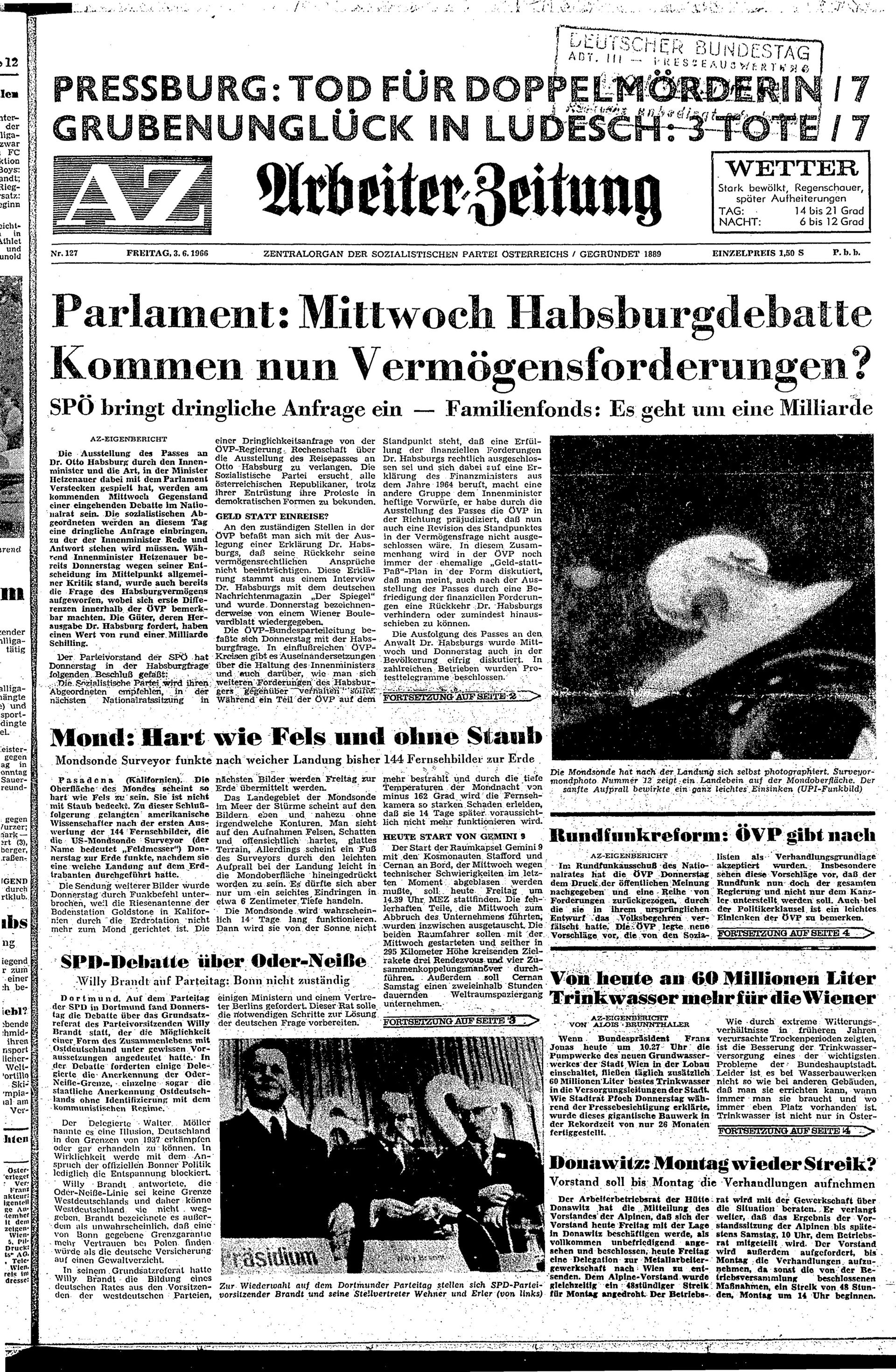 Ausgabe Fr. 03.06.1966, Seite 1