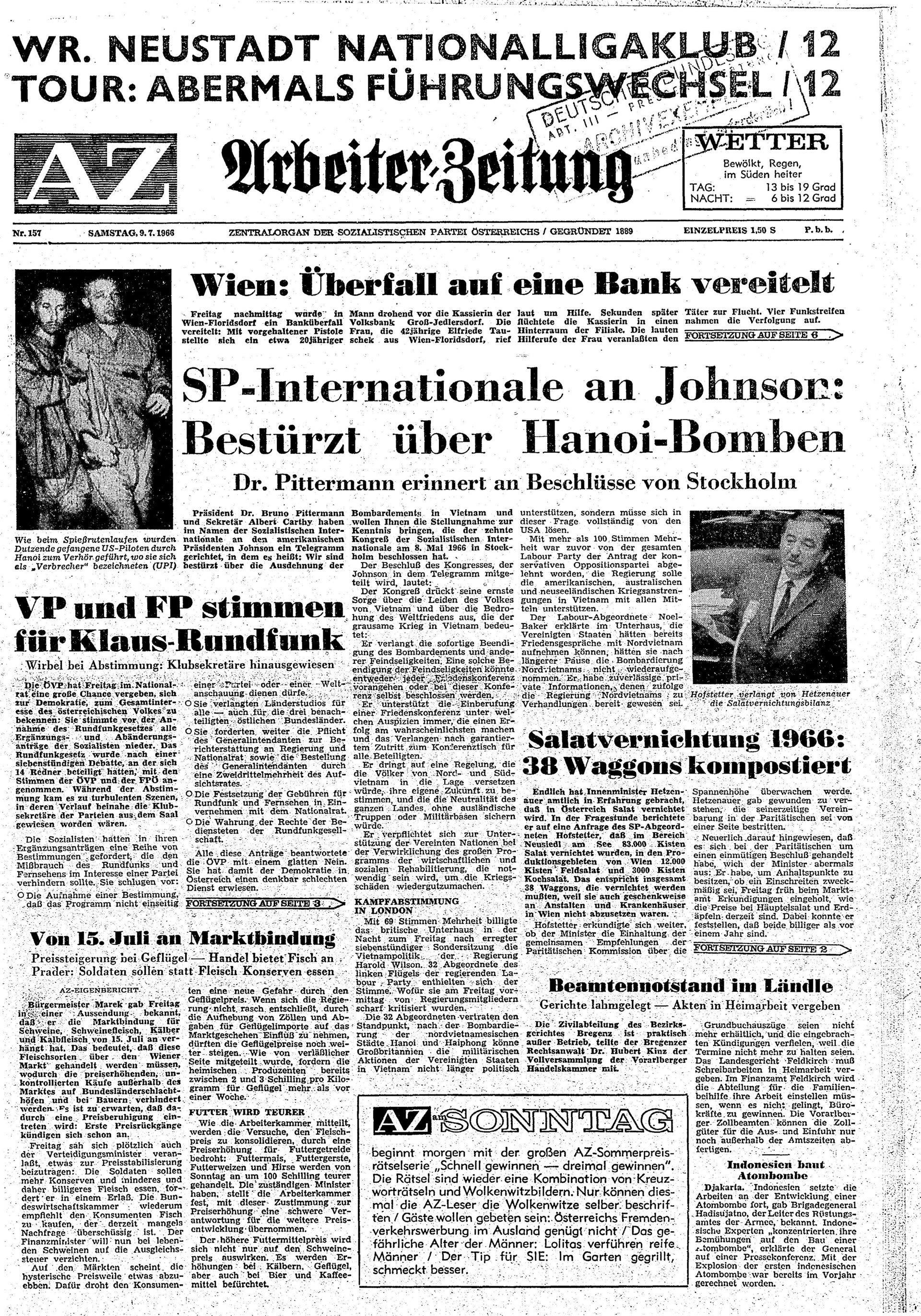 Ausgabe Sa. 09.07.1966, Seite 1