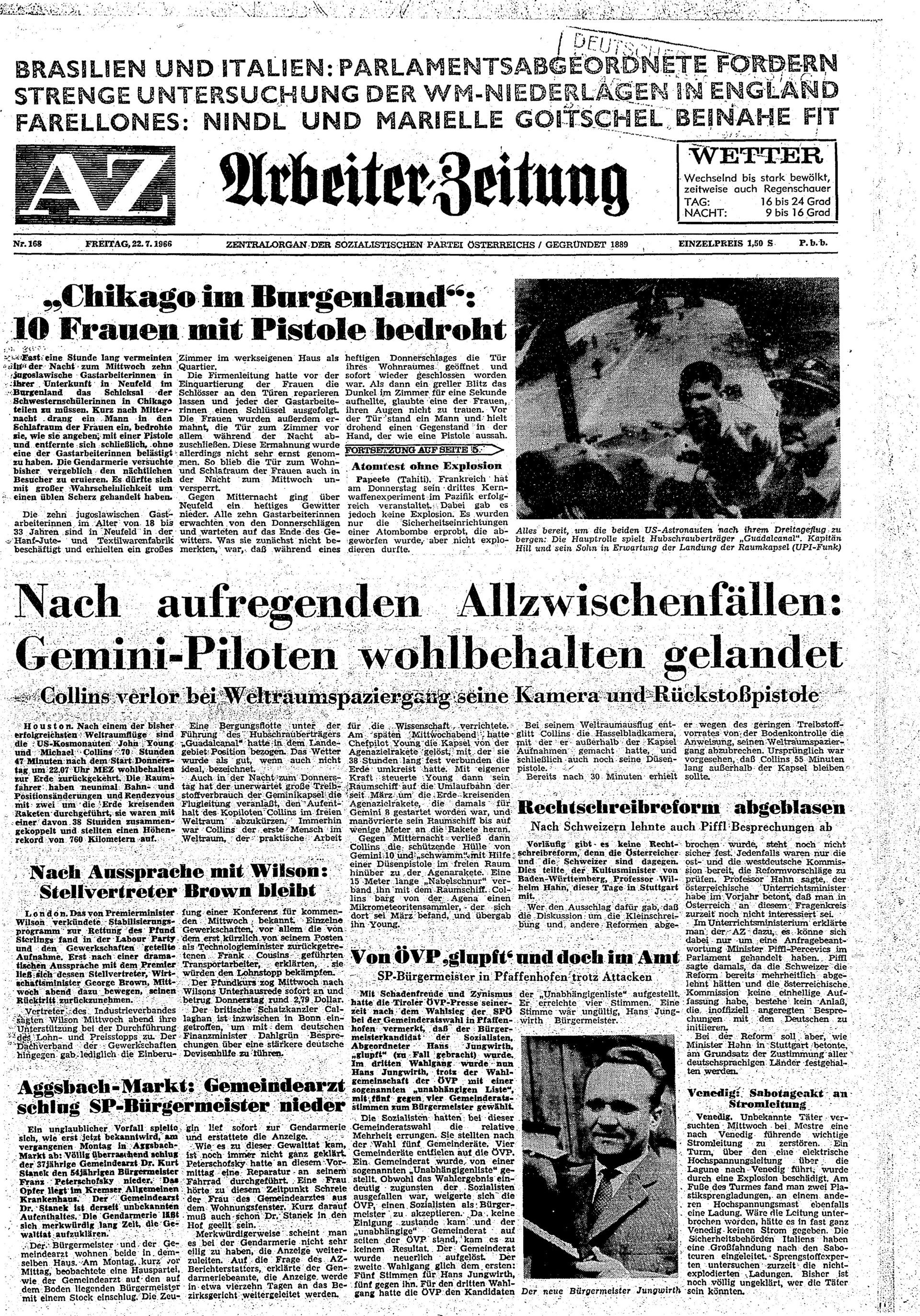 Ausgabe Fr. 22.07.1966, Seite 1