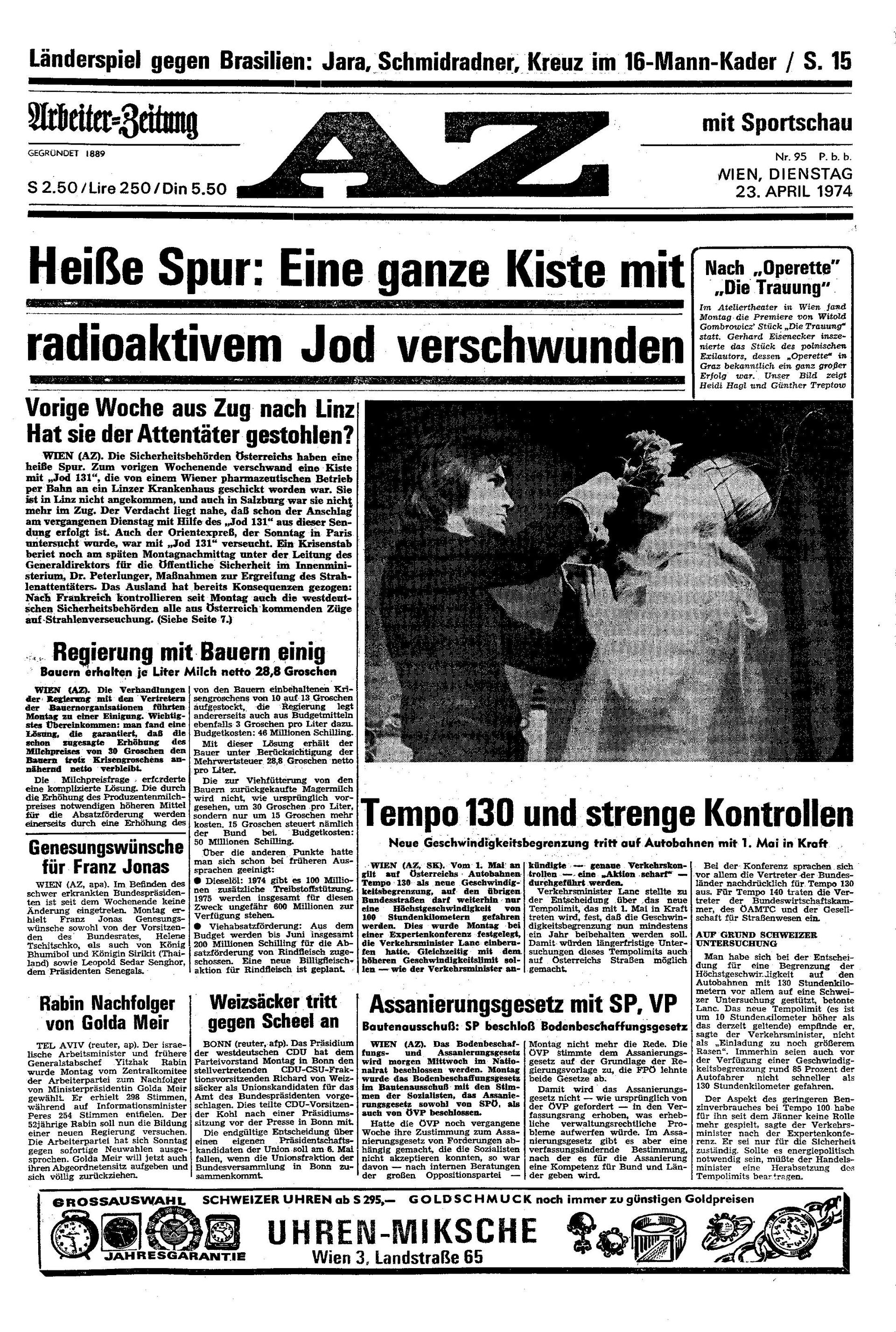 Ausgabe Di. 23.04.1974, Seite 1