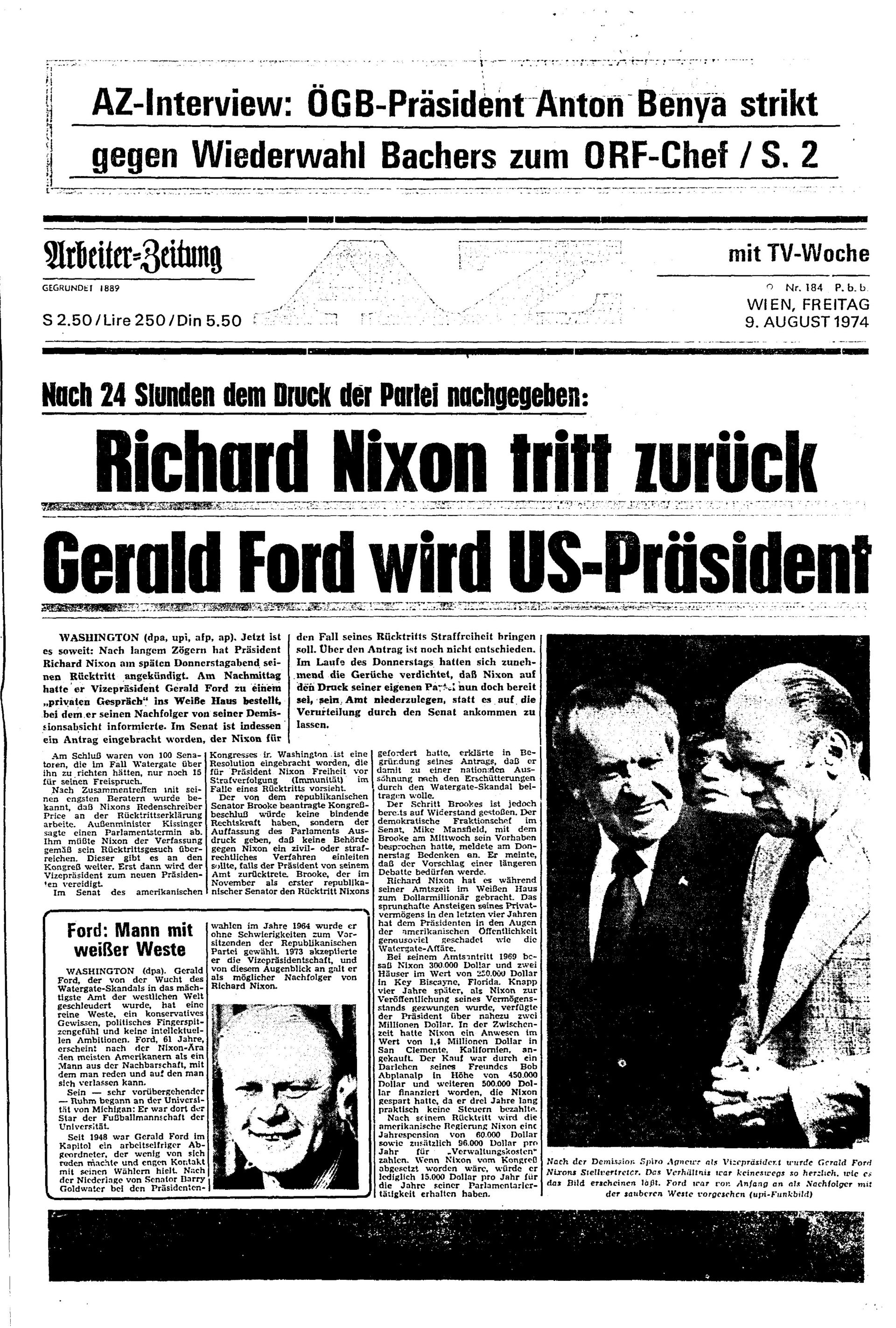 Ausgabe Fr. 09.08.1974, Seite 1