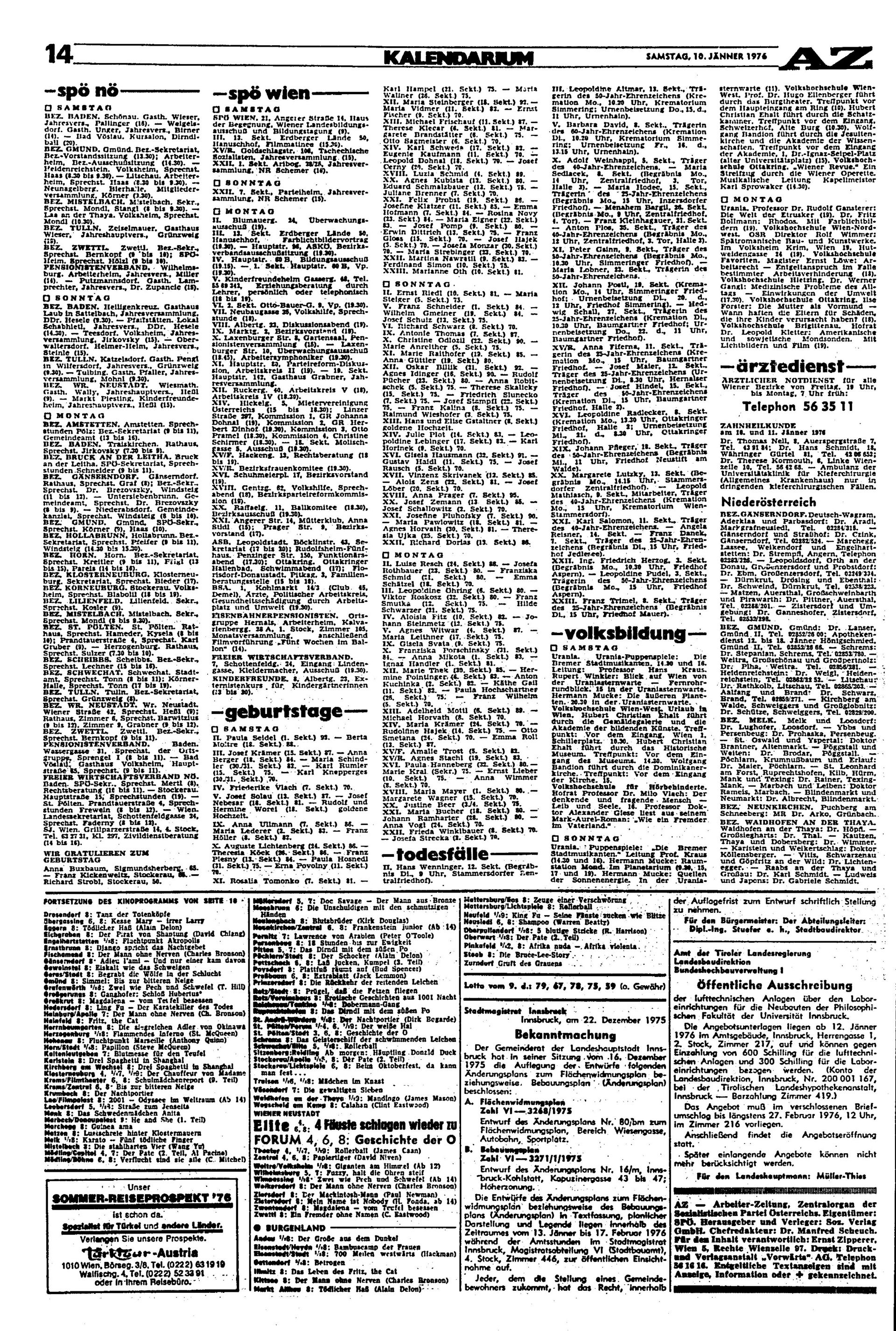 Ausgabe Sa. 10.01.1976, Seite 14