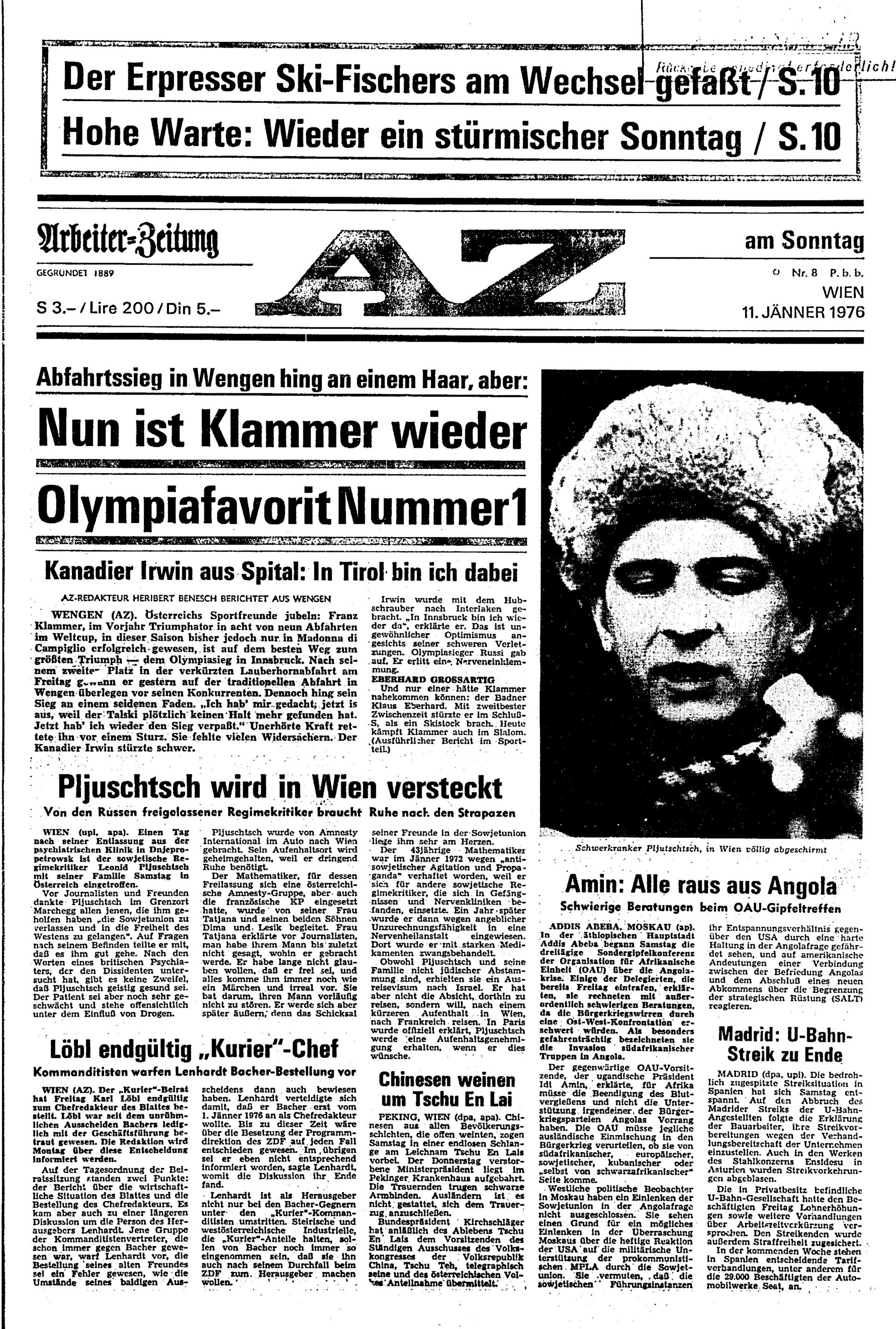 Ausgabe So. 11.01.1976, Seite 1