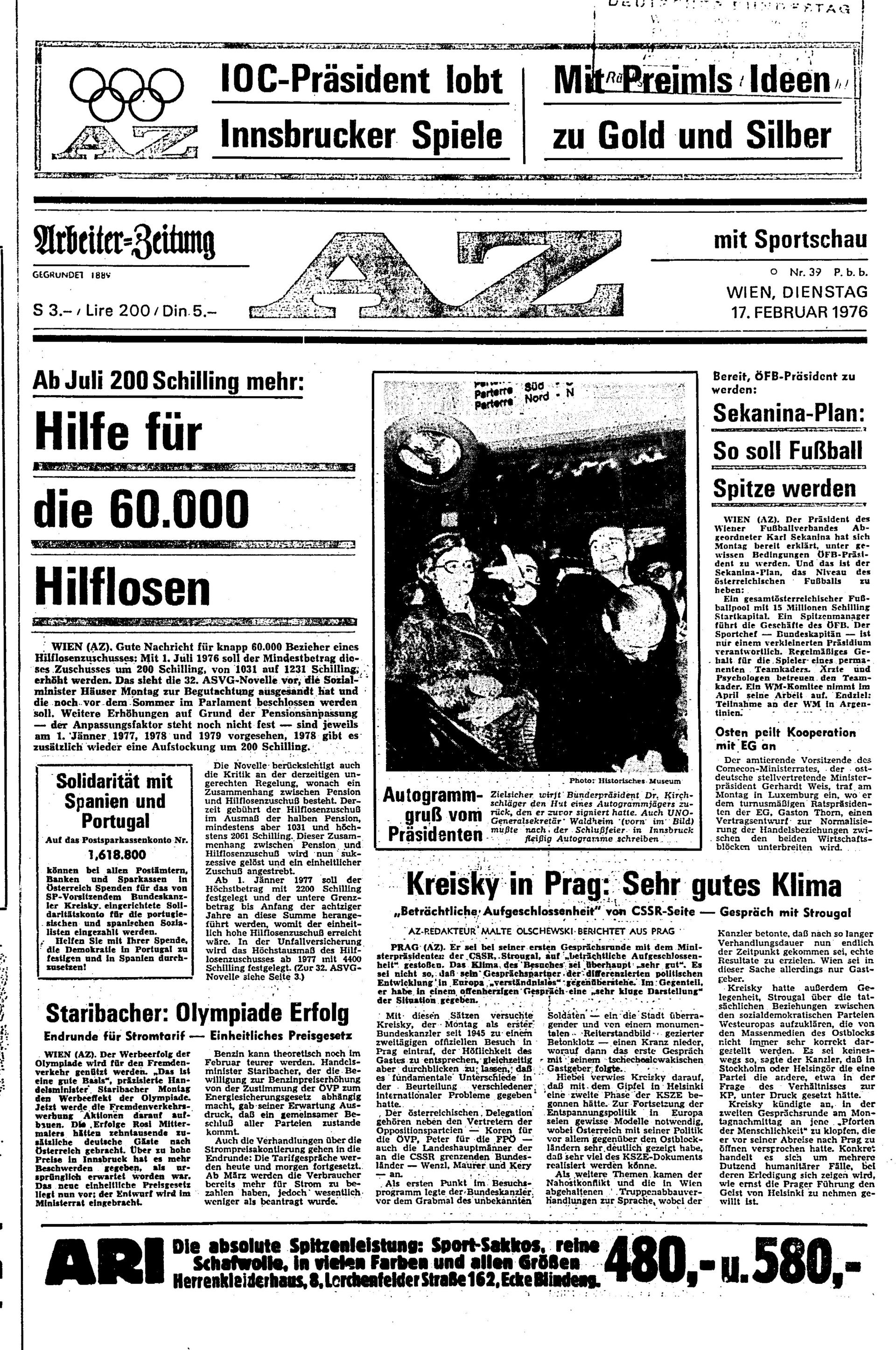 Ausgabe Di. 17.02.1976, Seite 1