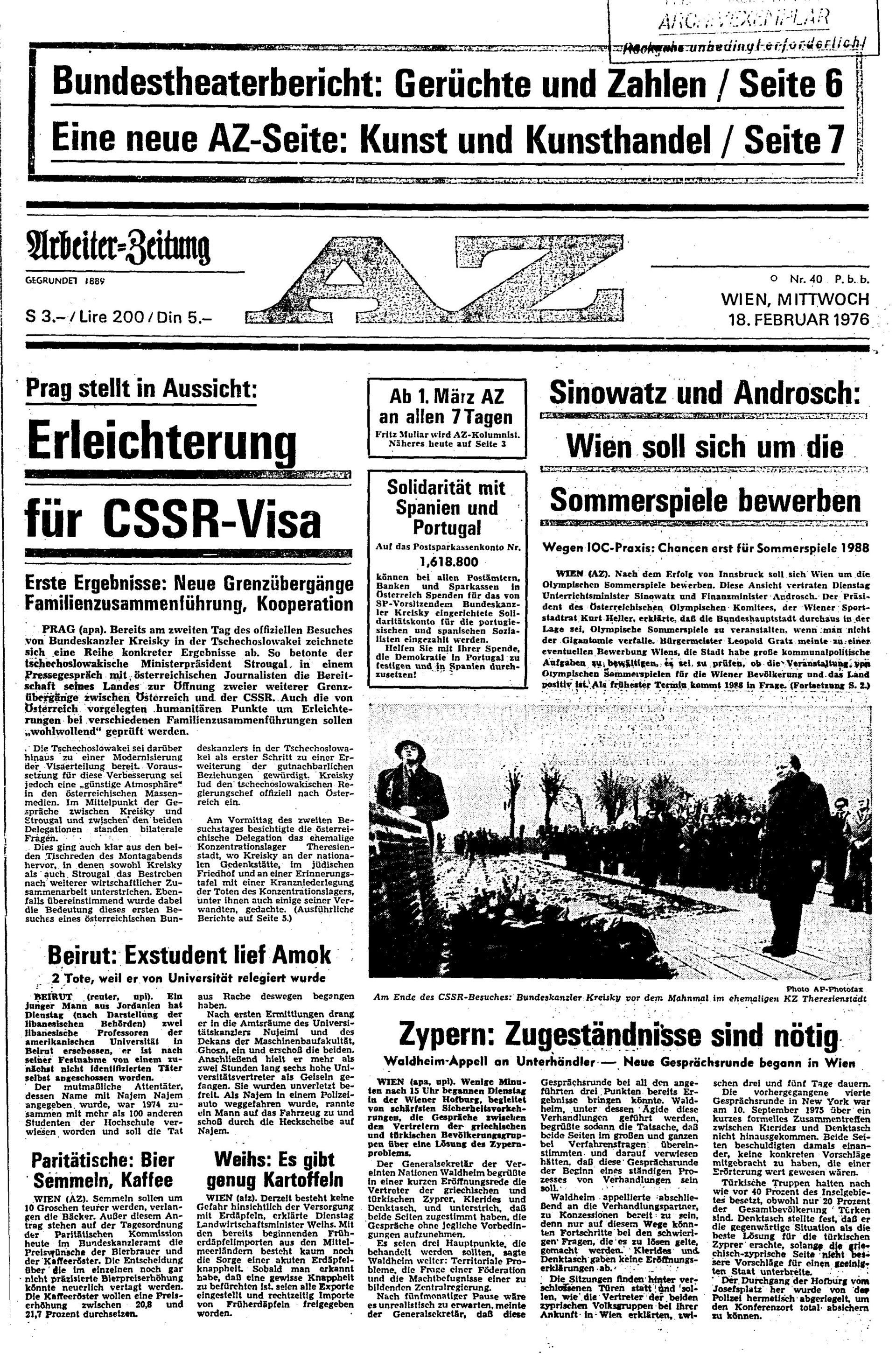 Ausgabe Mi. 18.02.1976, Seite 1