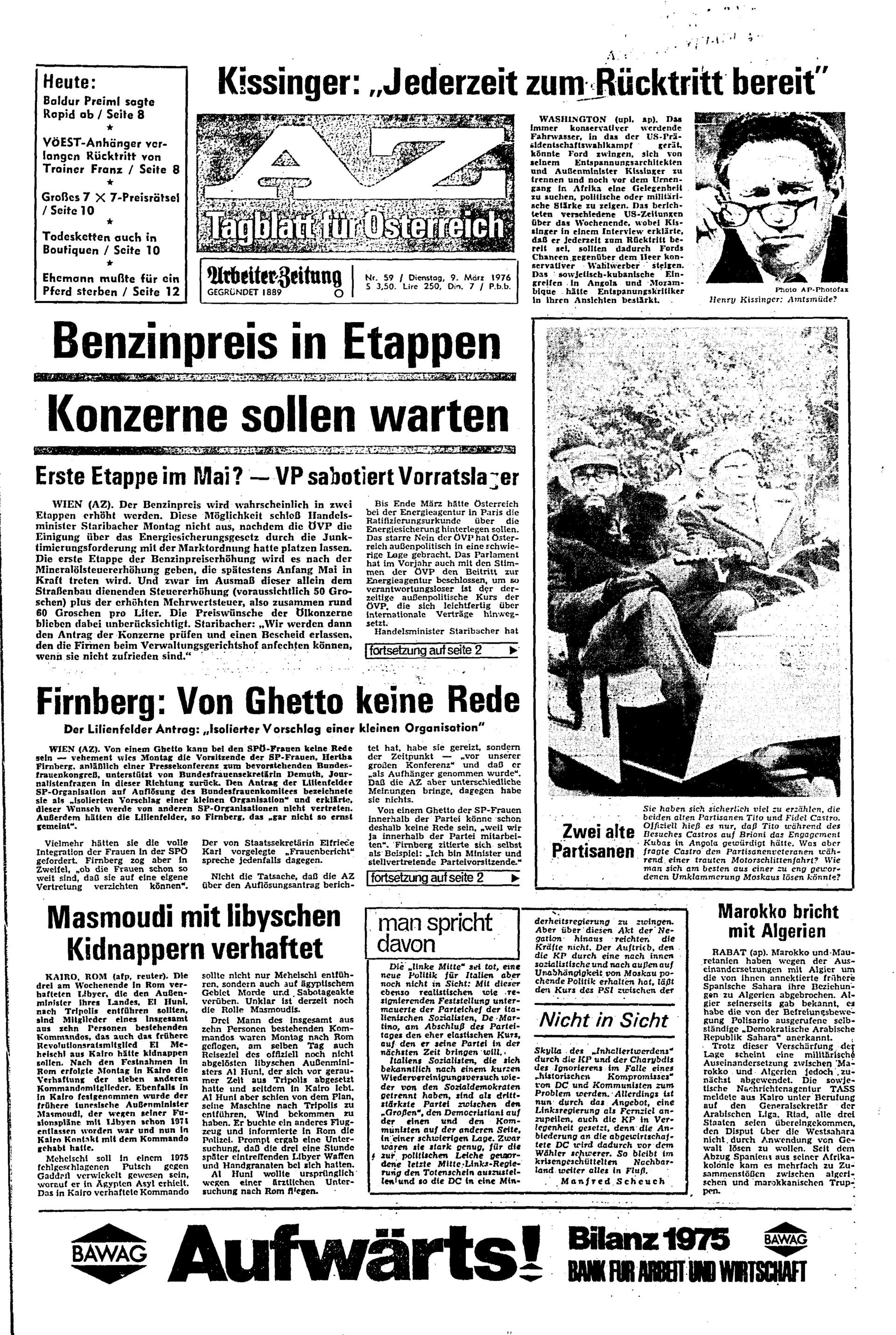 Ausgabe Di. 09.03.1976, Seite 1