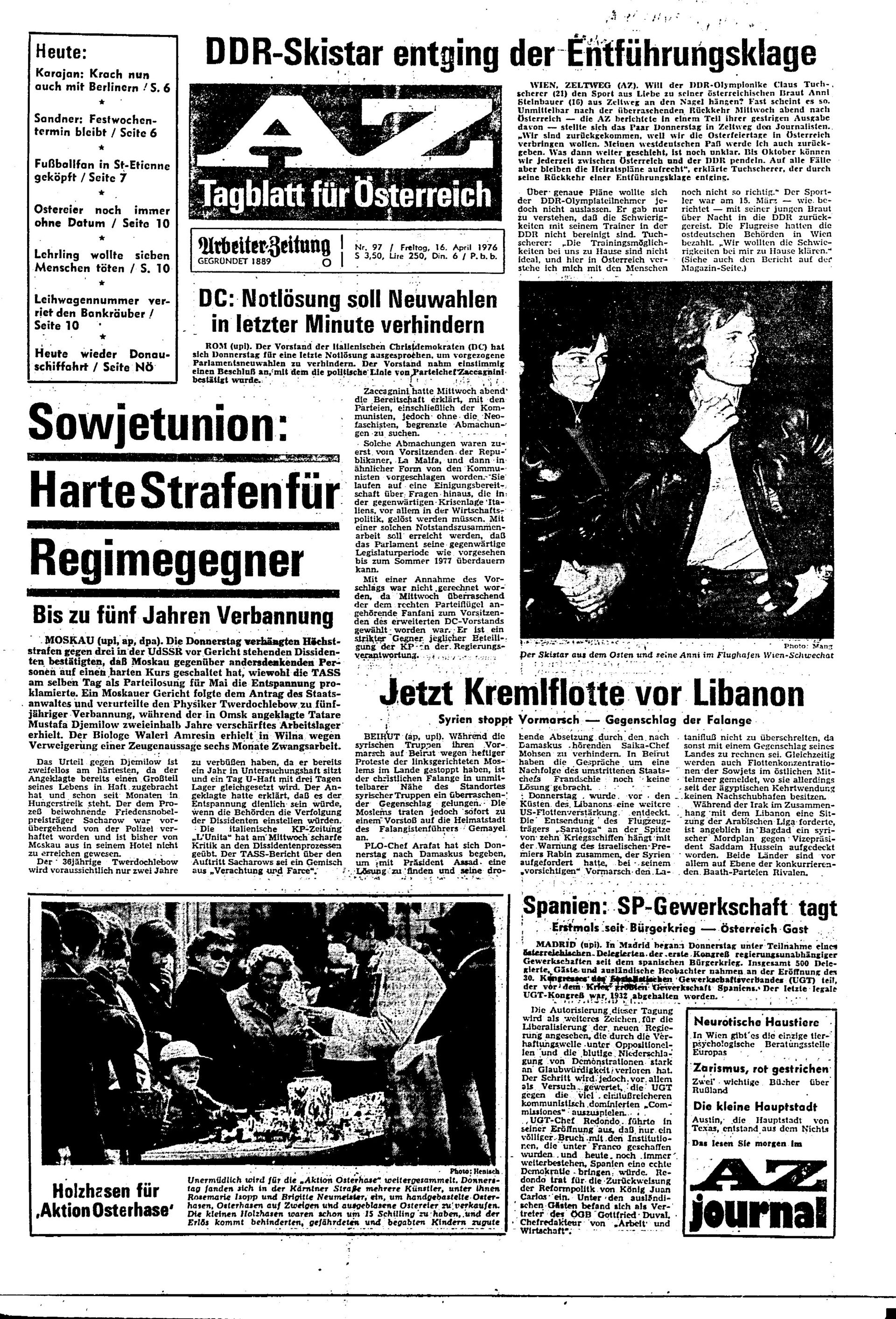 Ausgabe Fr. 16.04.1976, Seite 1