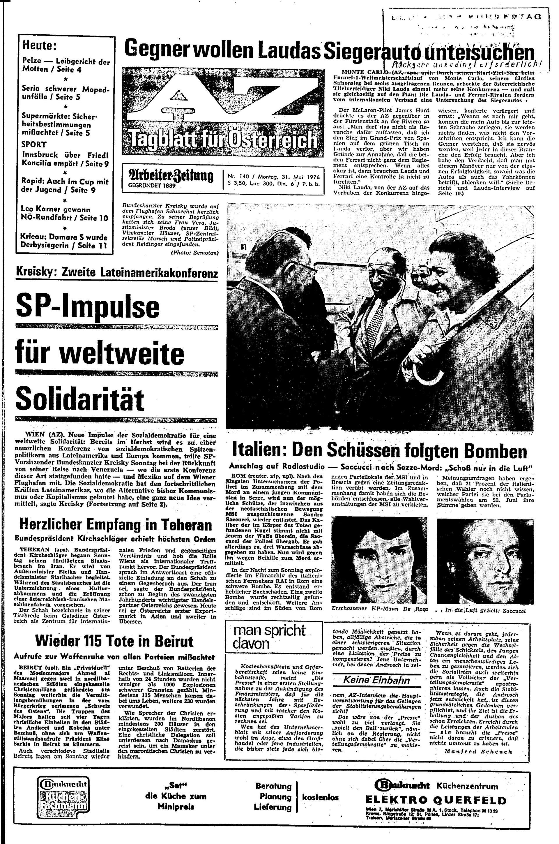 Ausgabe Mo. 31.05.1976, Seite 1