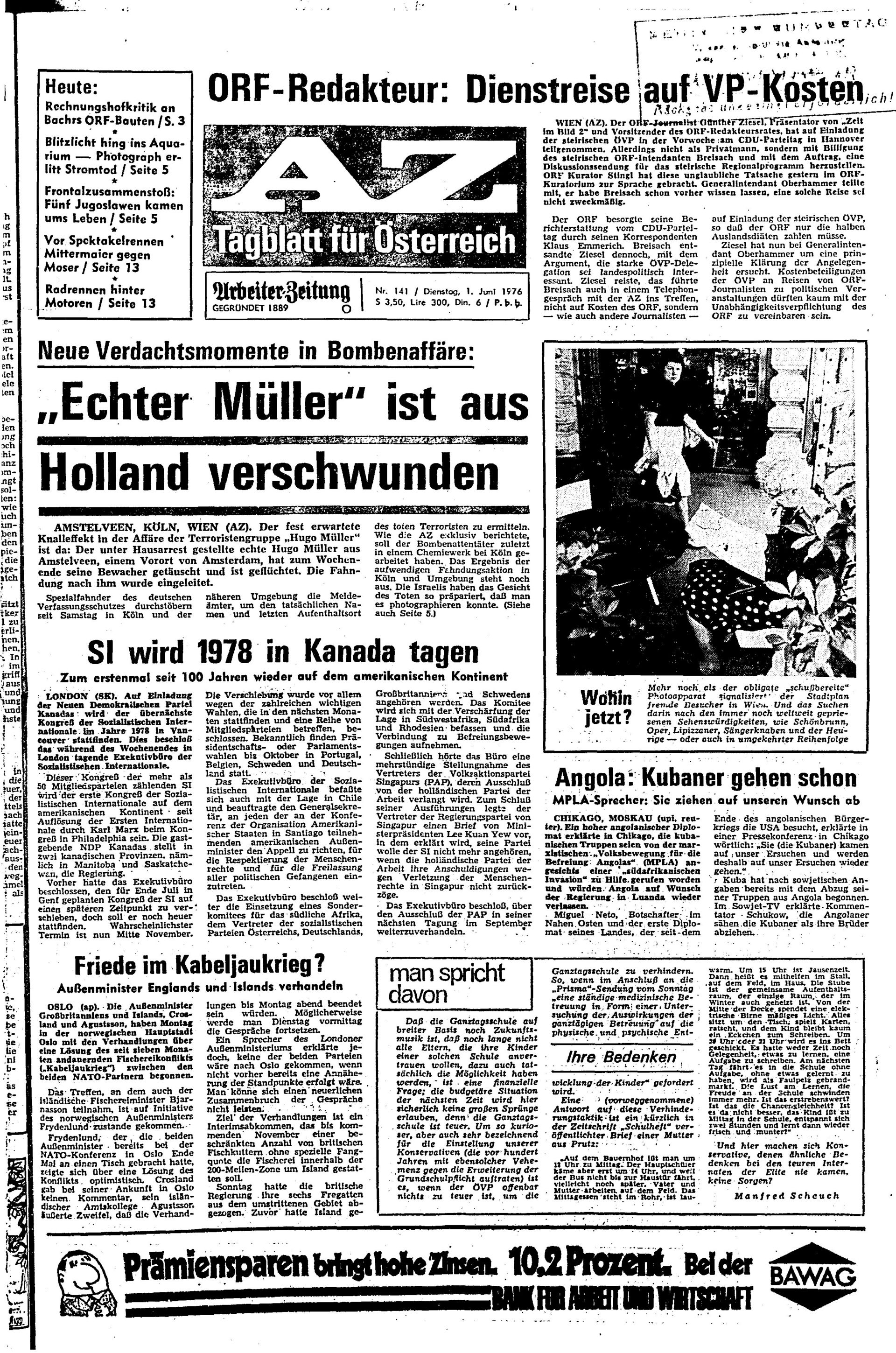 Ausgabe Di. 01.06.1976, Seite 1