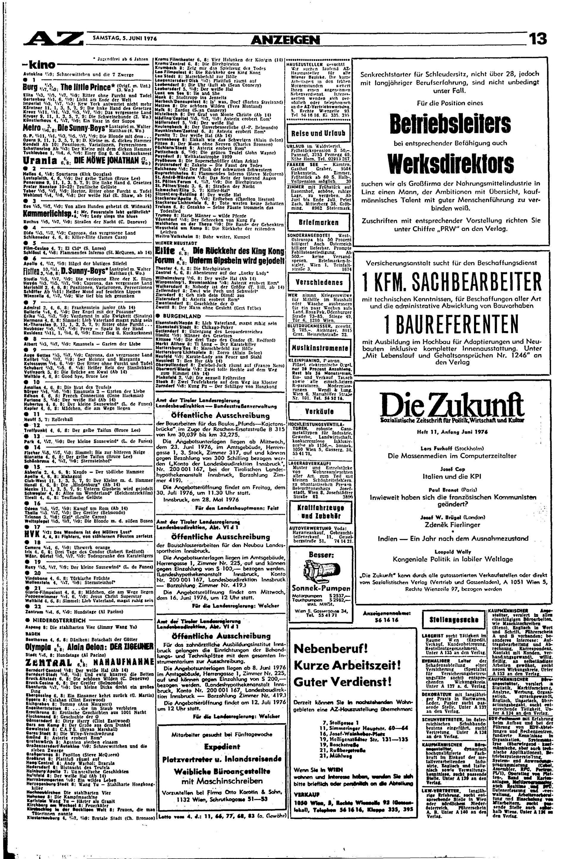Ausgabe Sa. 05.06.1976, Seite 13