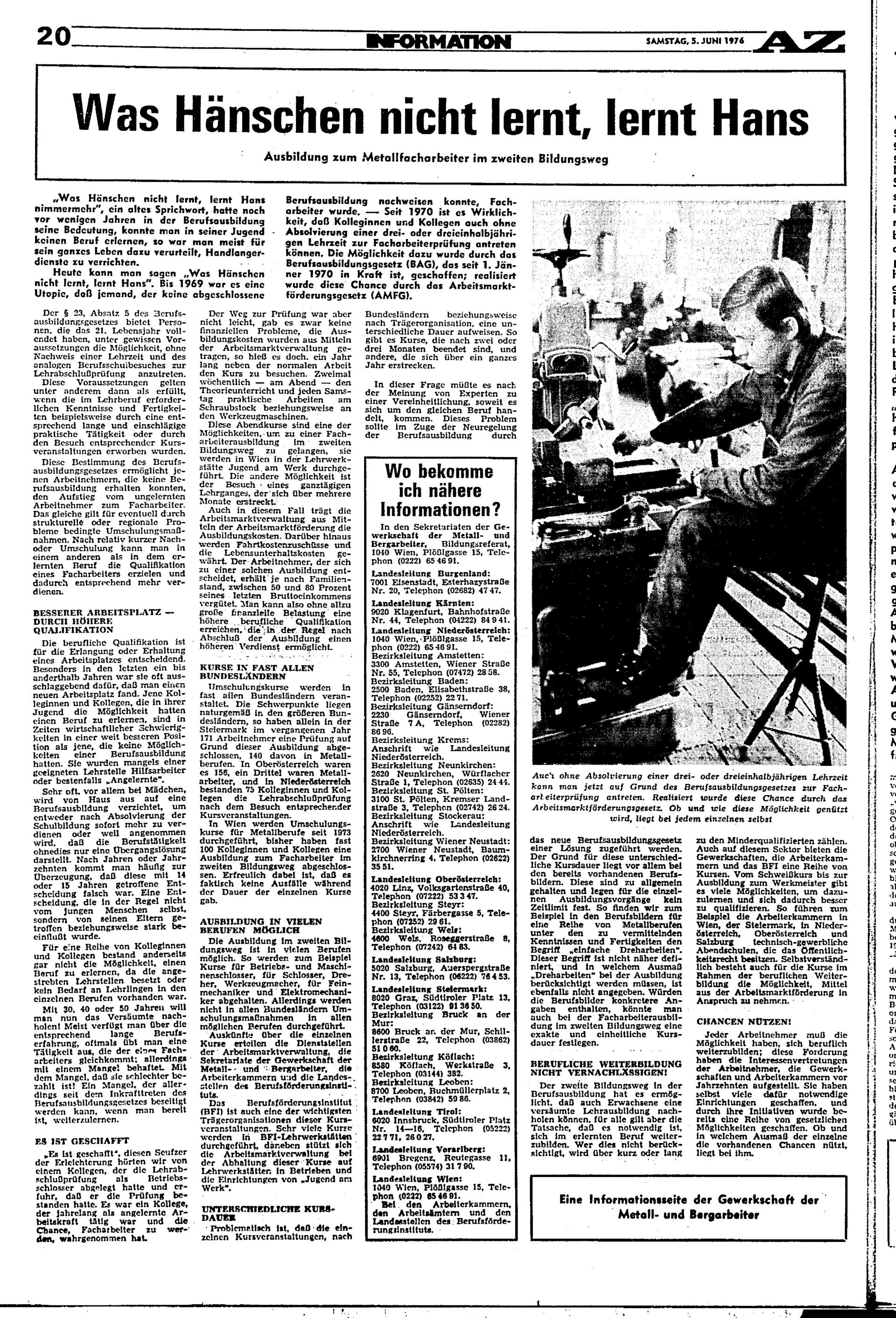Ausgabe Sa. 05.06.1976, Seite 20