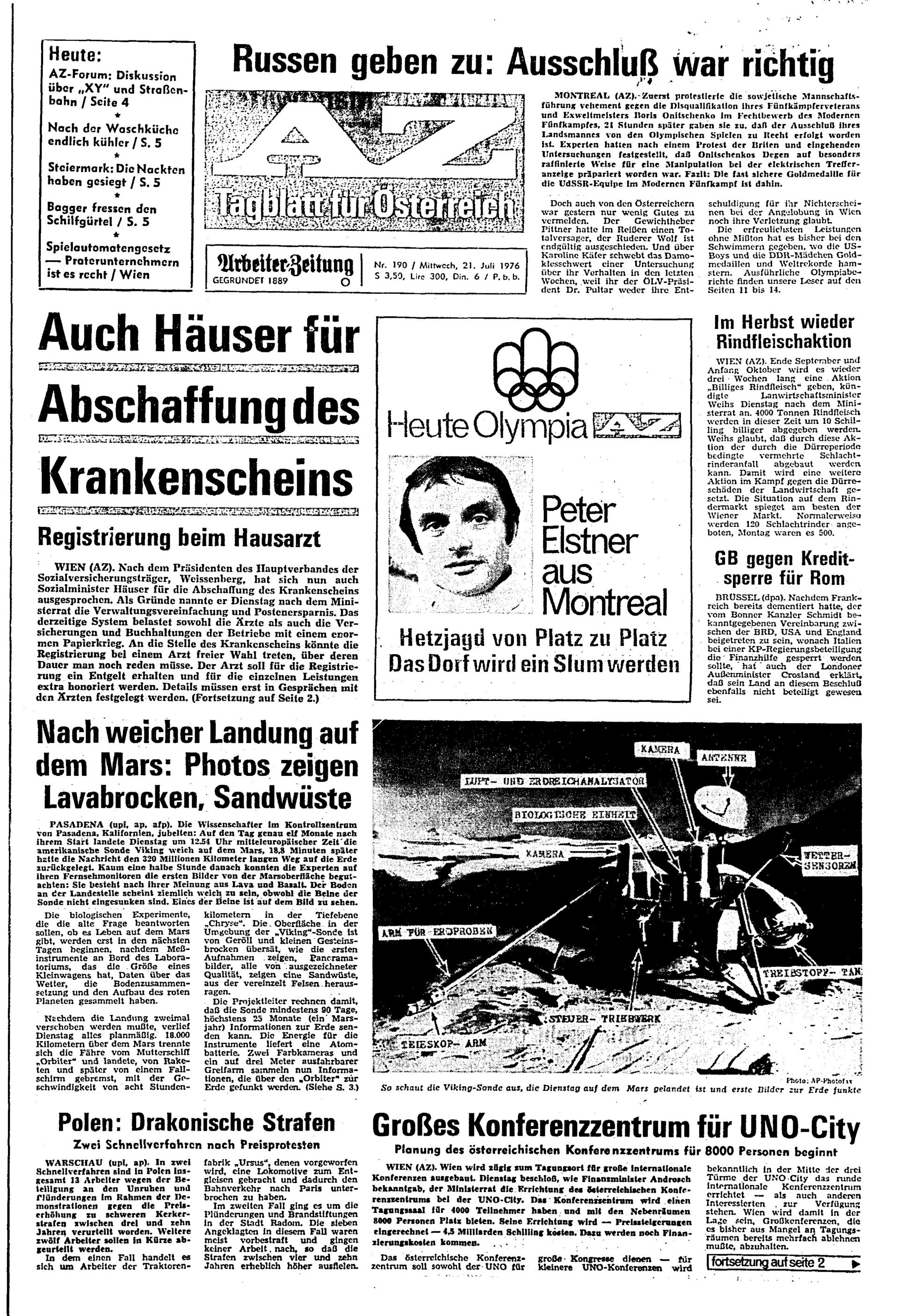 Ausgabe Mi. 21.07.1976, Seite 1