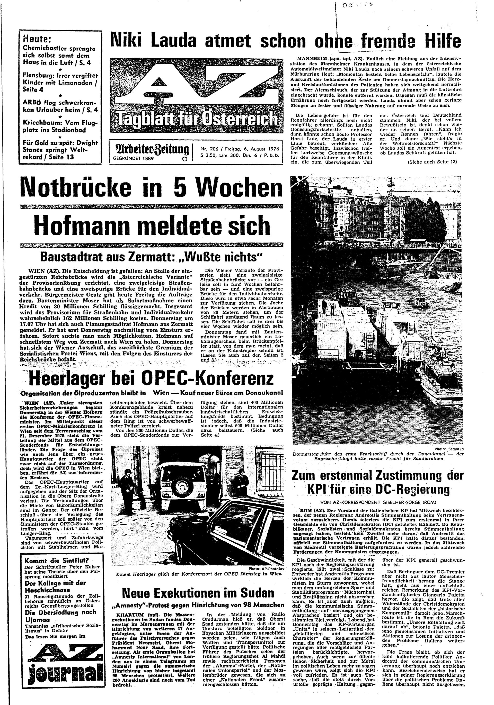Ausgabe Fr. 06.08.1976, Seite 1