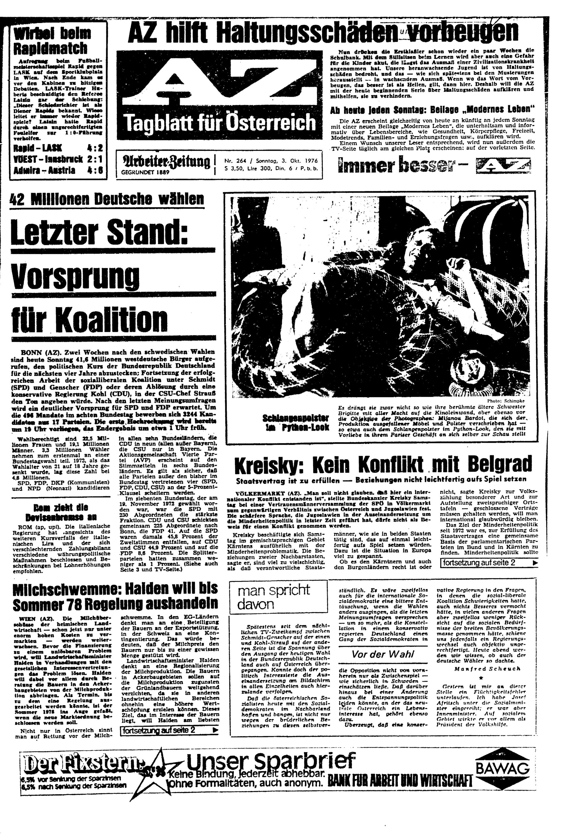 Ausgabe So. 03.10.1976, Seite 1