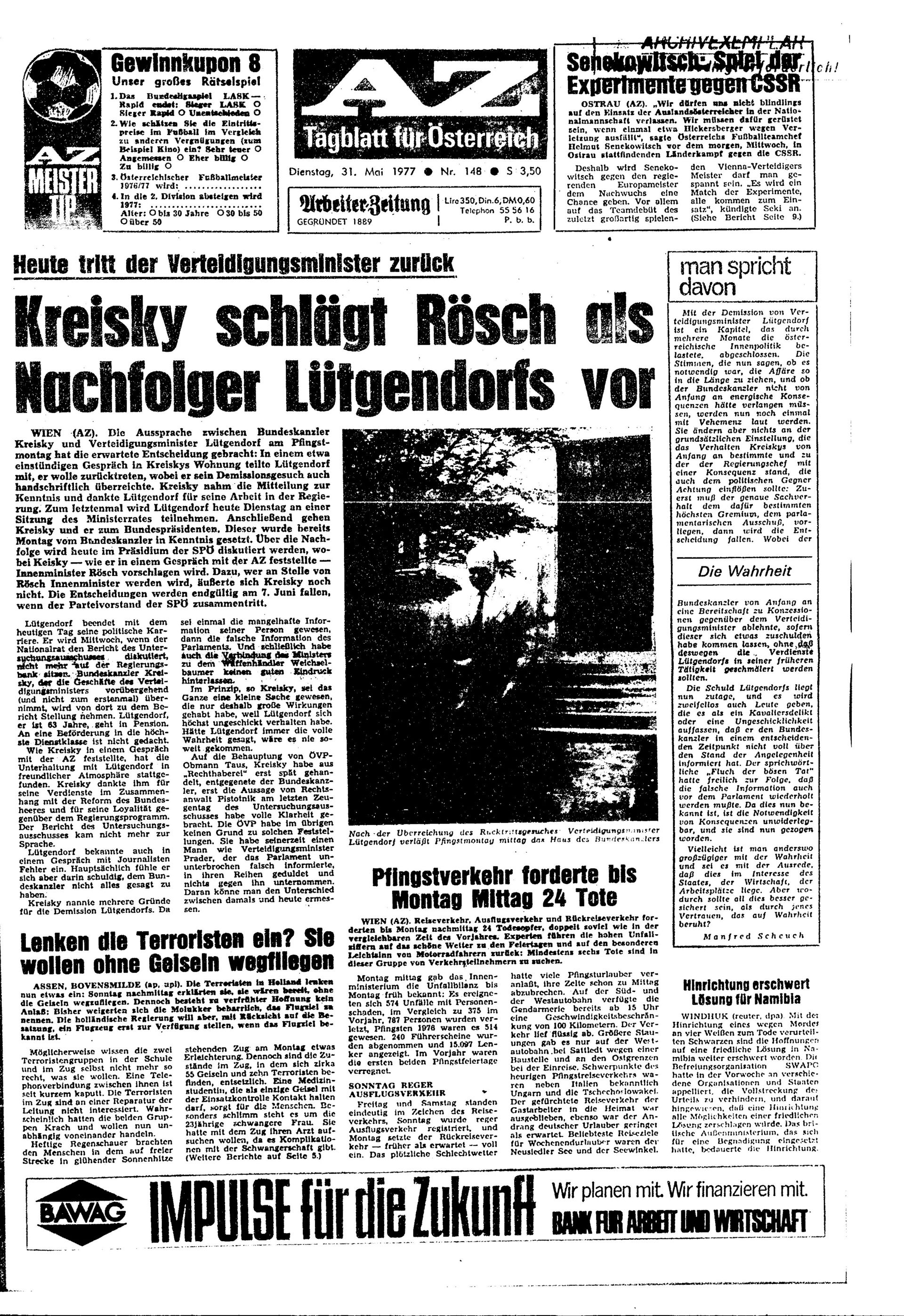 Ausgabe Di. 31.05.1977, Seite 1