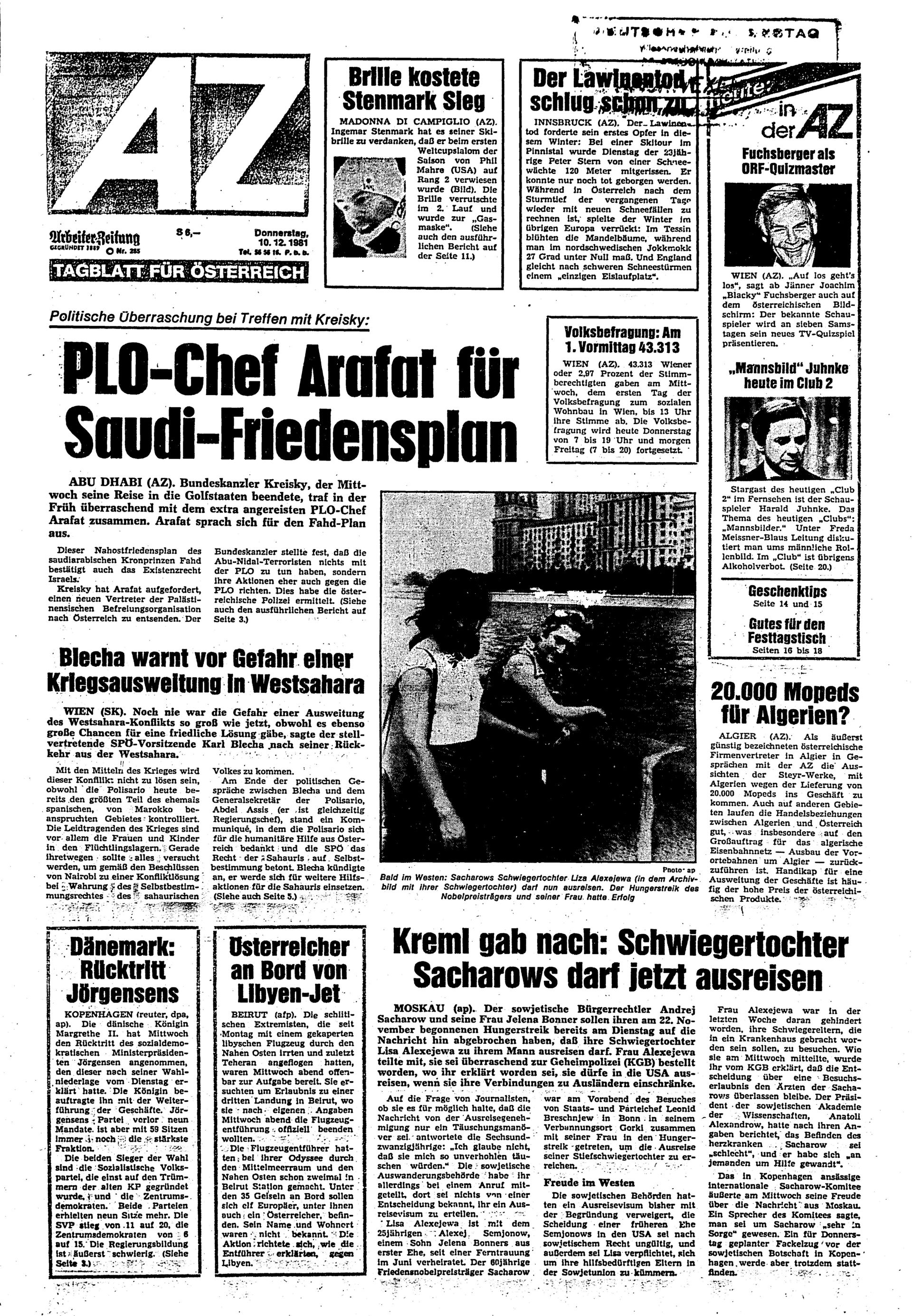 Ausgabe Do. 10.12.1981, Seite 1