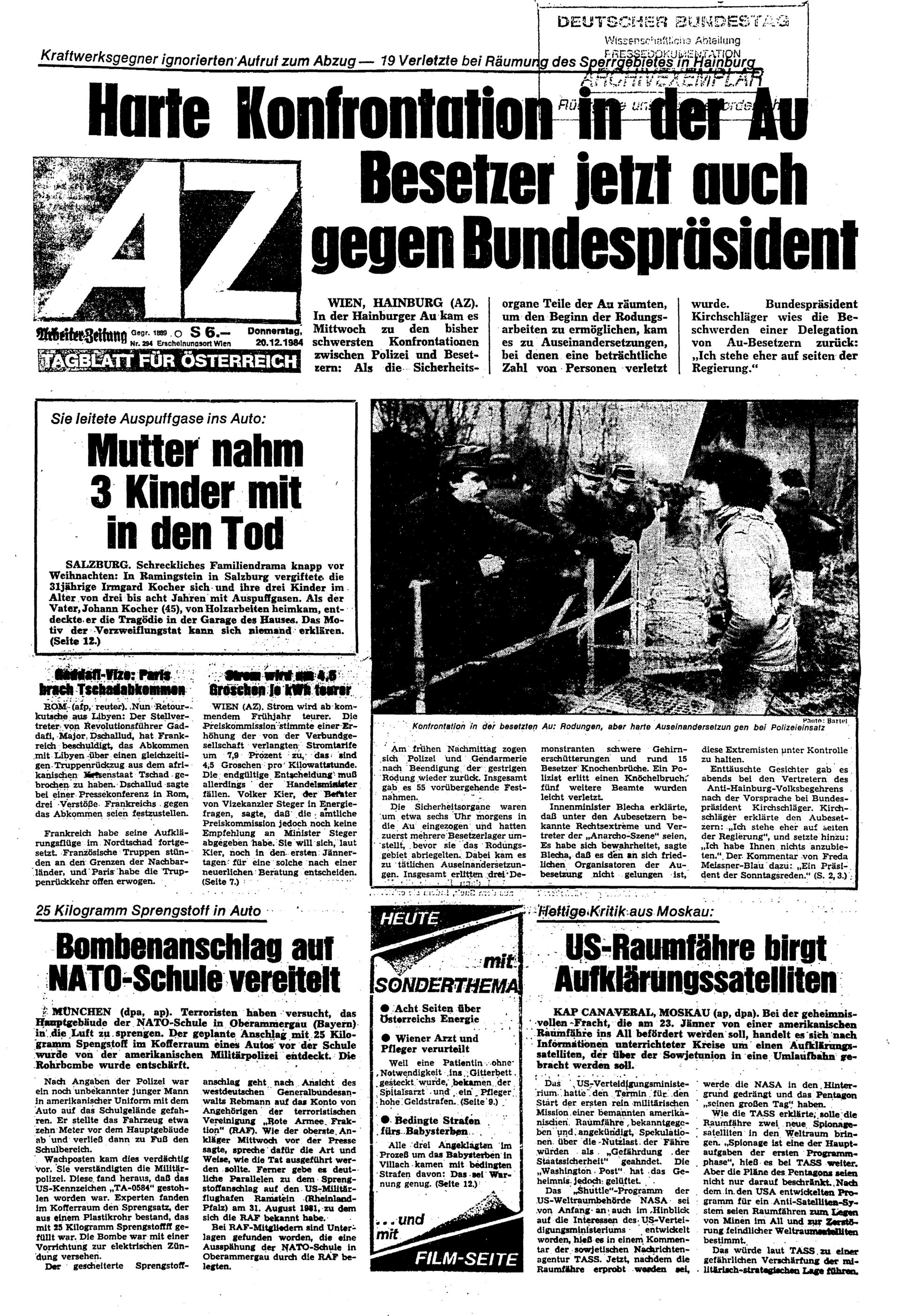 Ausgabe Do. 20.12.1984, Seite 1