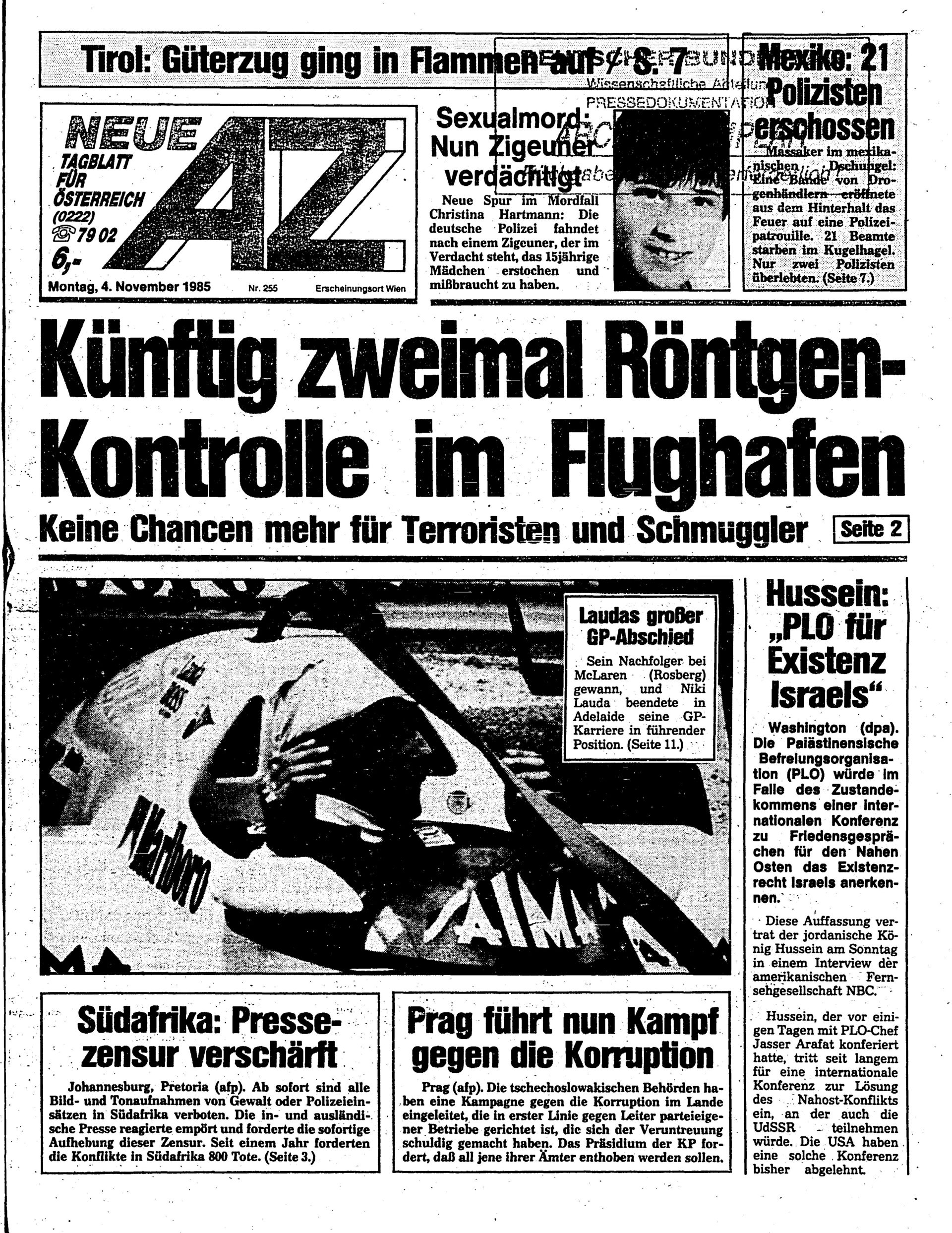 Ausgabe Mo. 04.11.1985, Seite 1