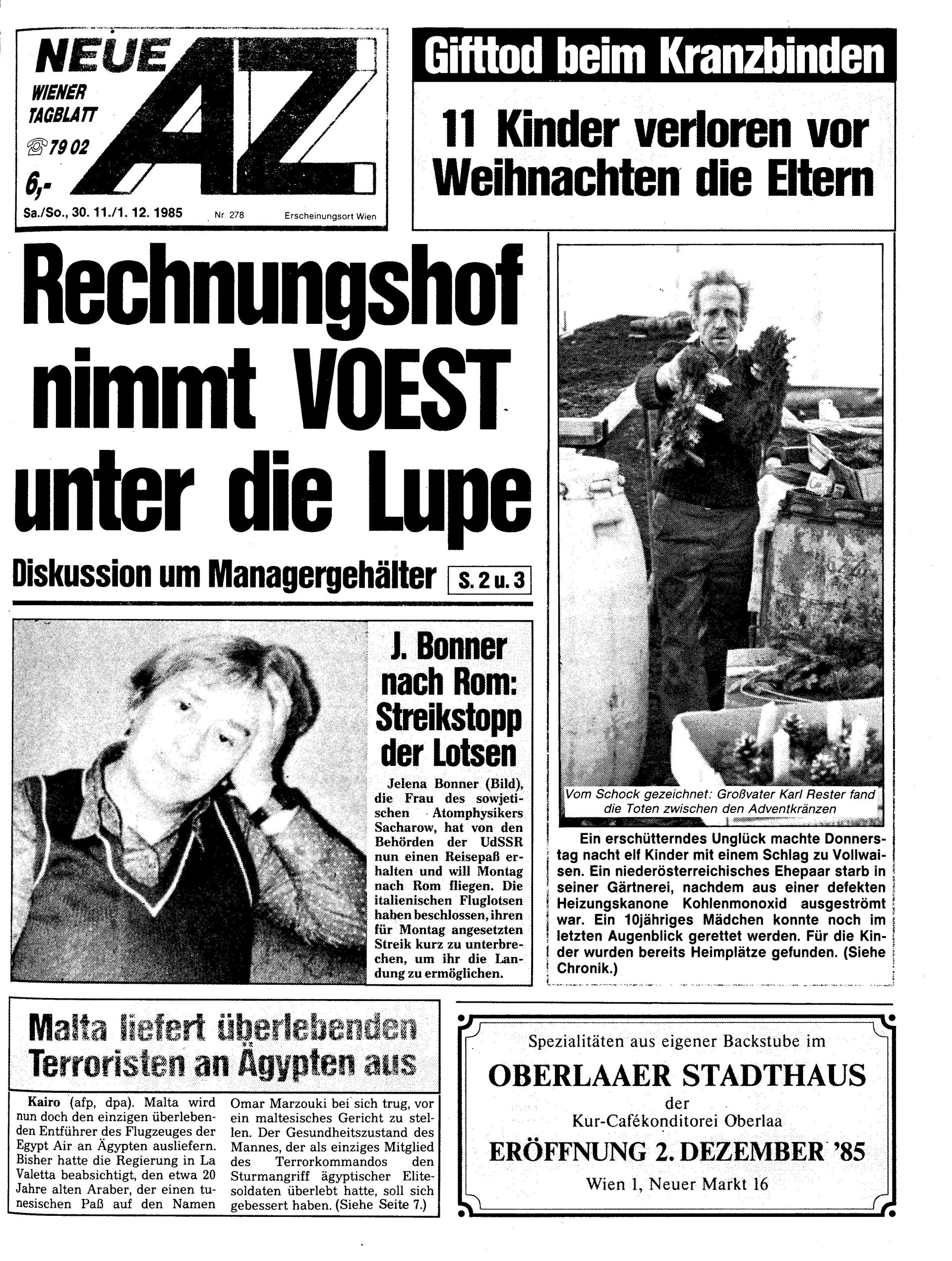 Ausgabe Sa. 30.11.1985, Seite 1