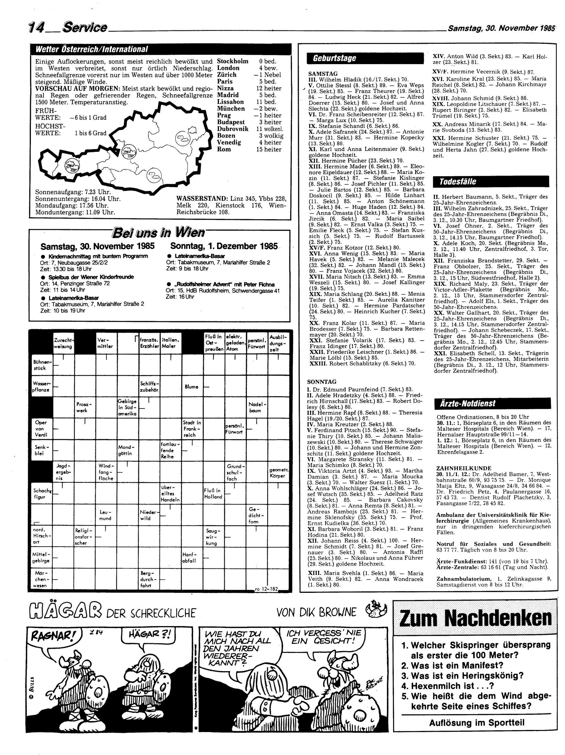 Ausgabe Sa. 30.11.1985, Seite 14