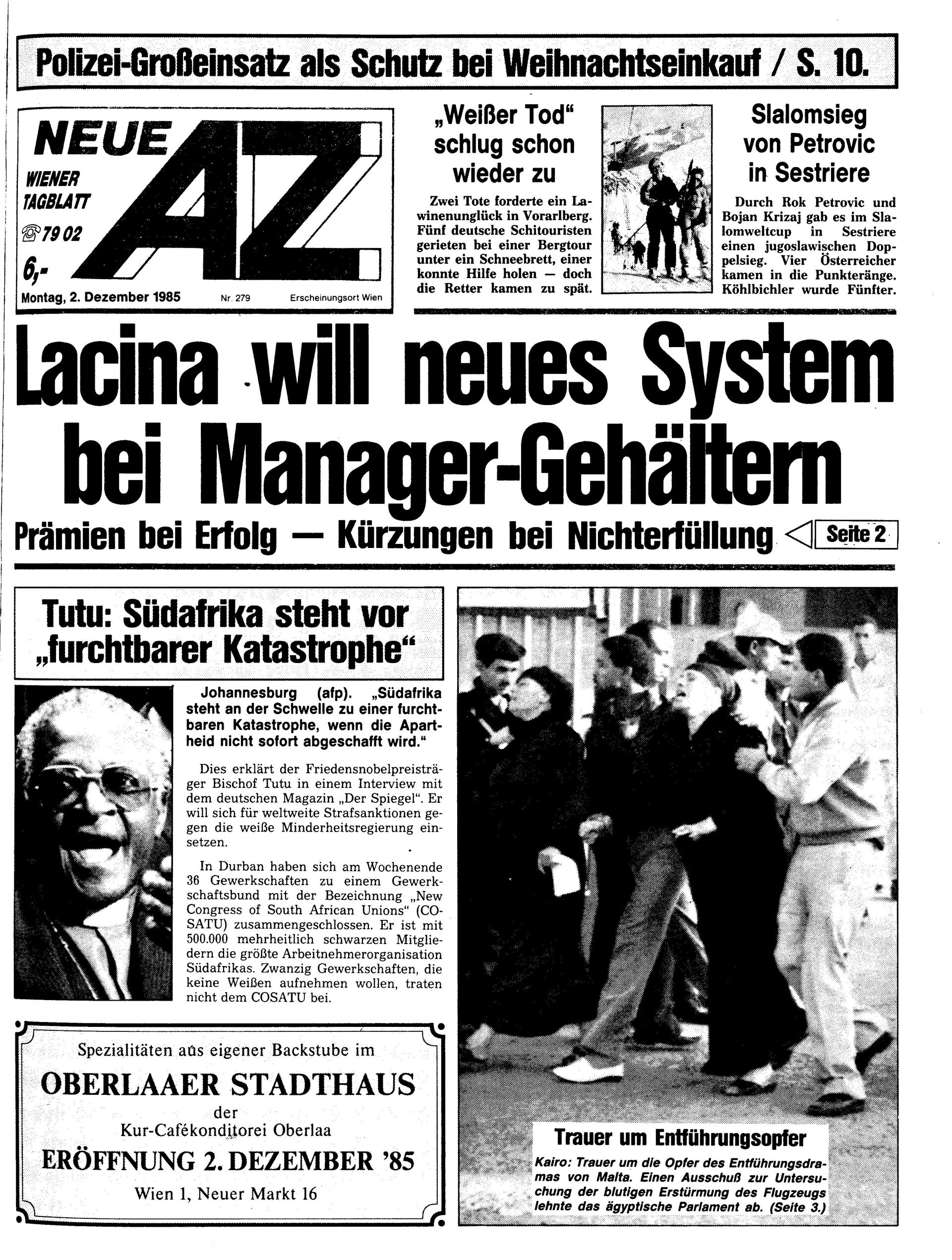 Ausgabe Mo. 02.12.1985, Seite 1