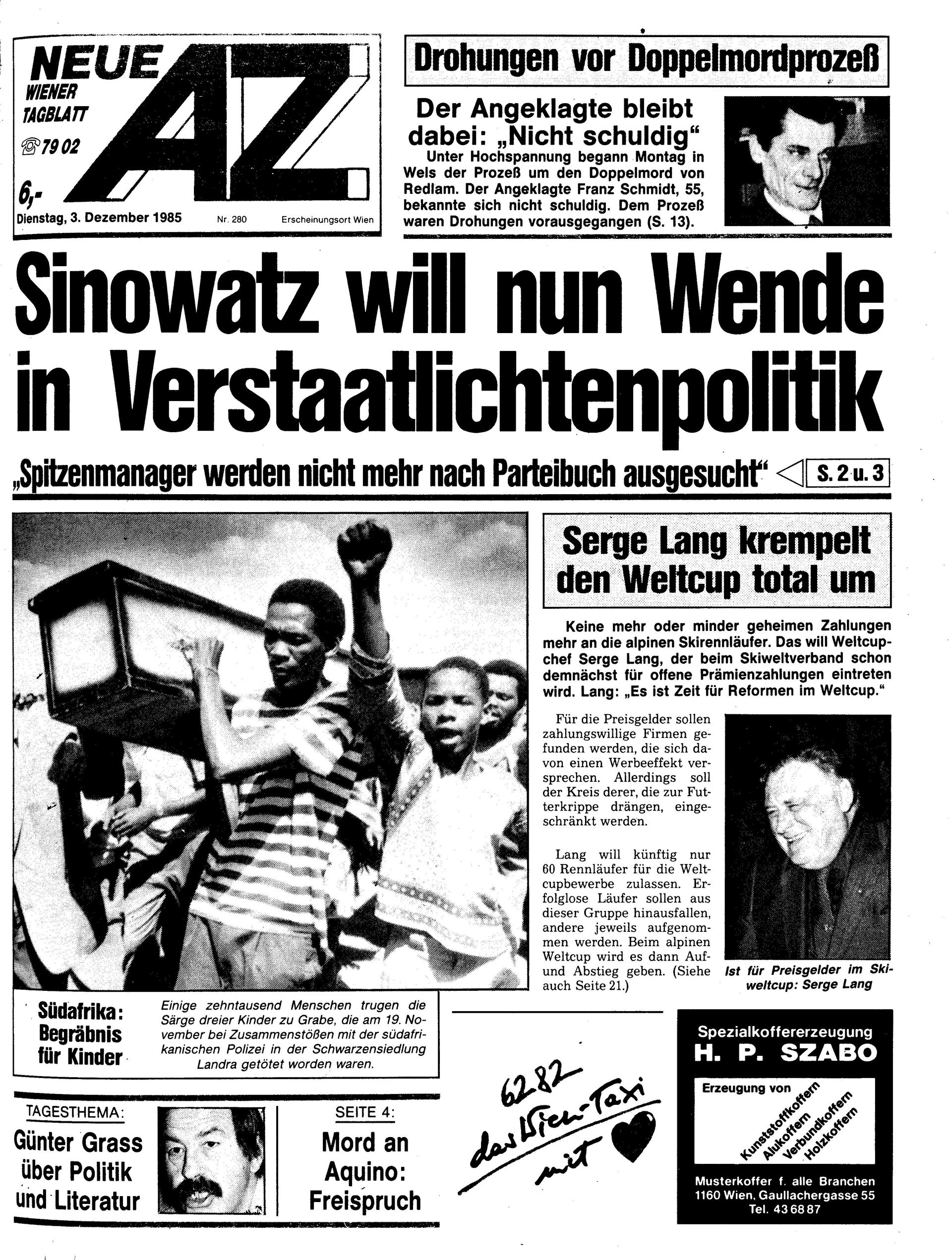 Ausgabe Di. 03.12.1985, Seite 1