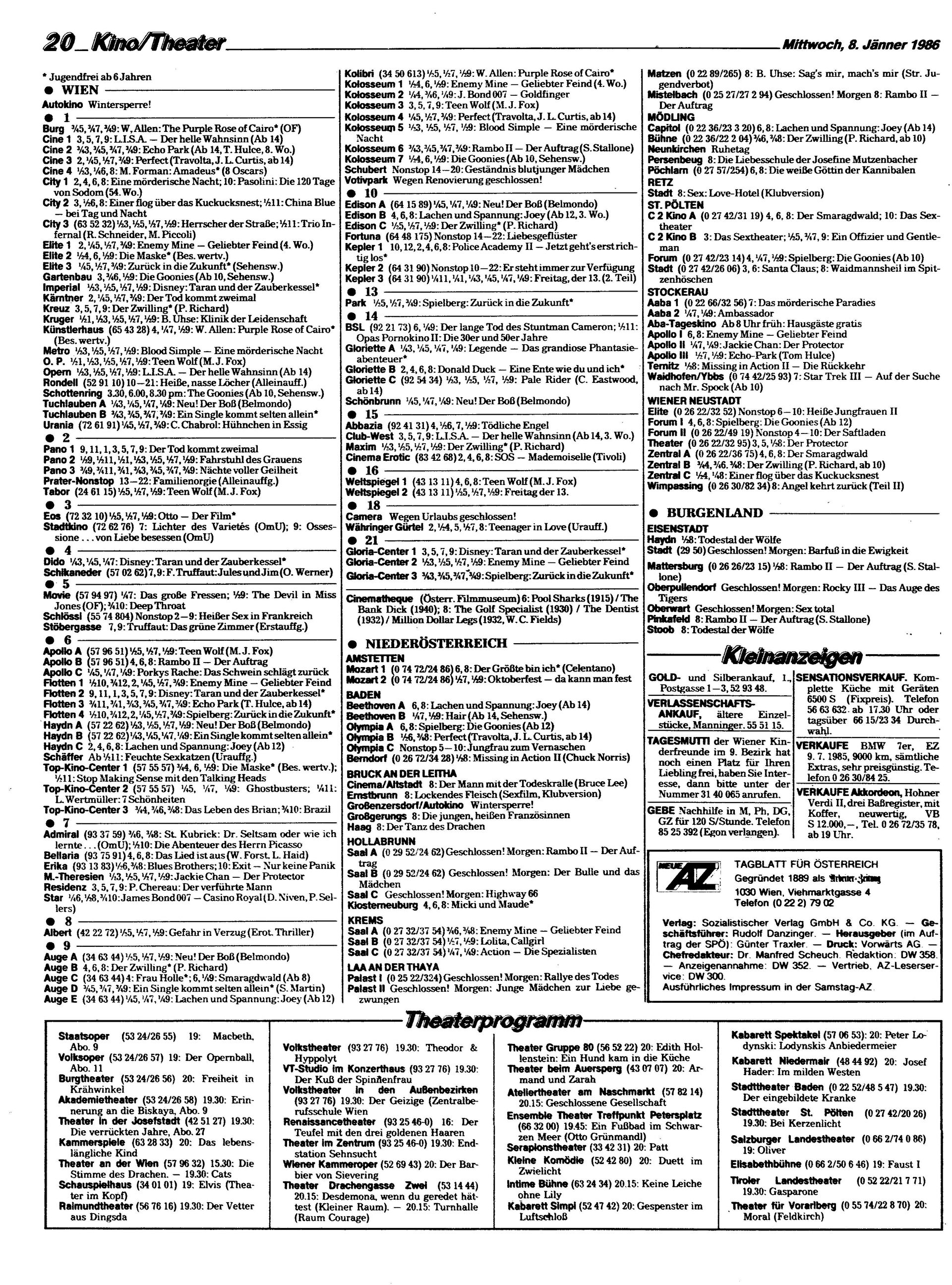 Ausgabe Mi. 08.01.1986, Seite 20