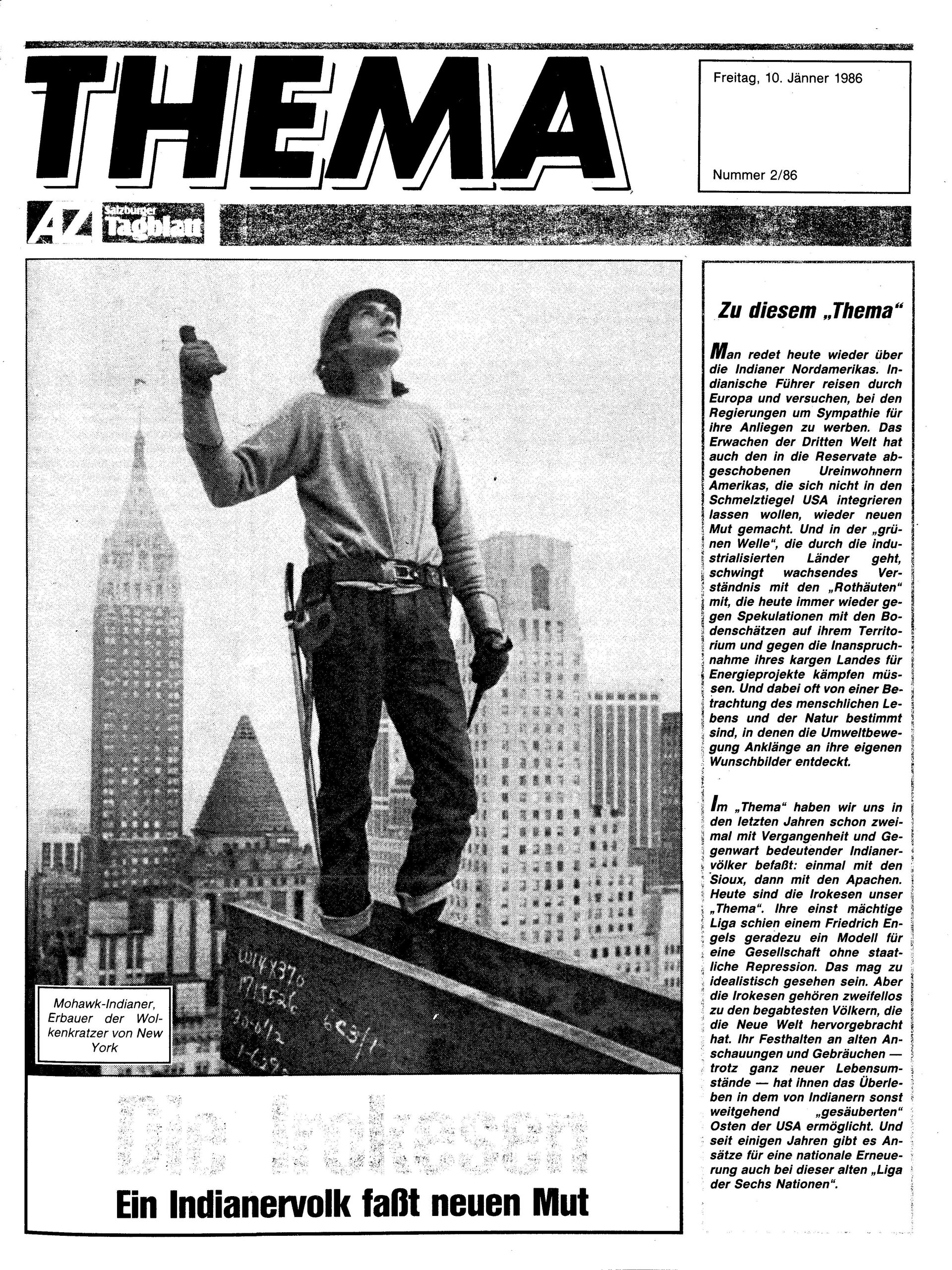 AZ Thema Fr. 10.01.1986, Seite 1