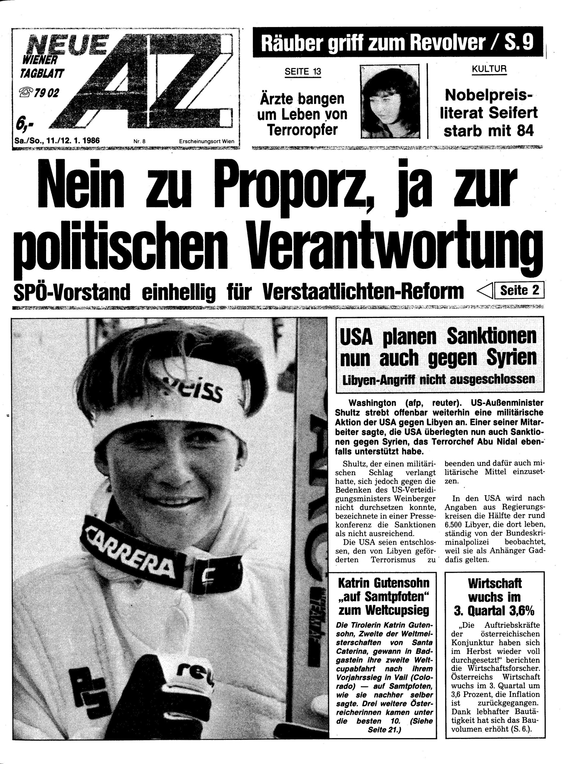 Ausgabe Sa. 11.01.1986, Seite 1