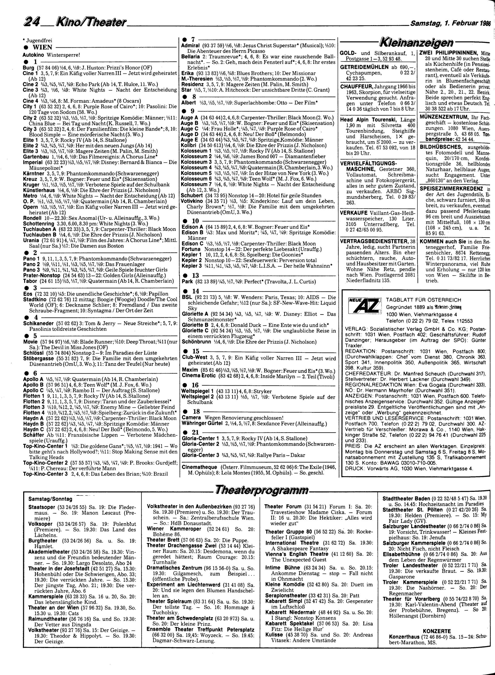 Ausgabe Sa. 01.02.1986, Seite 24