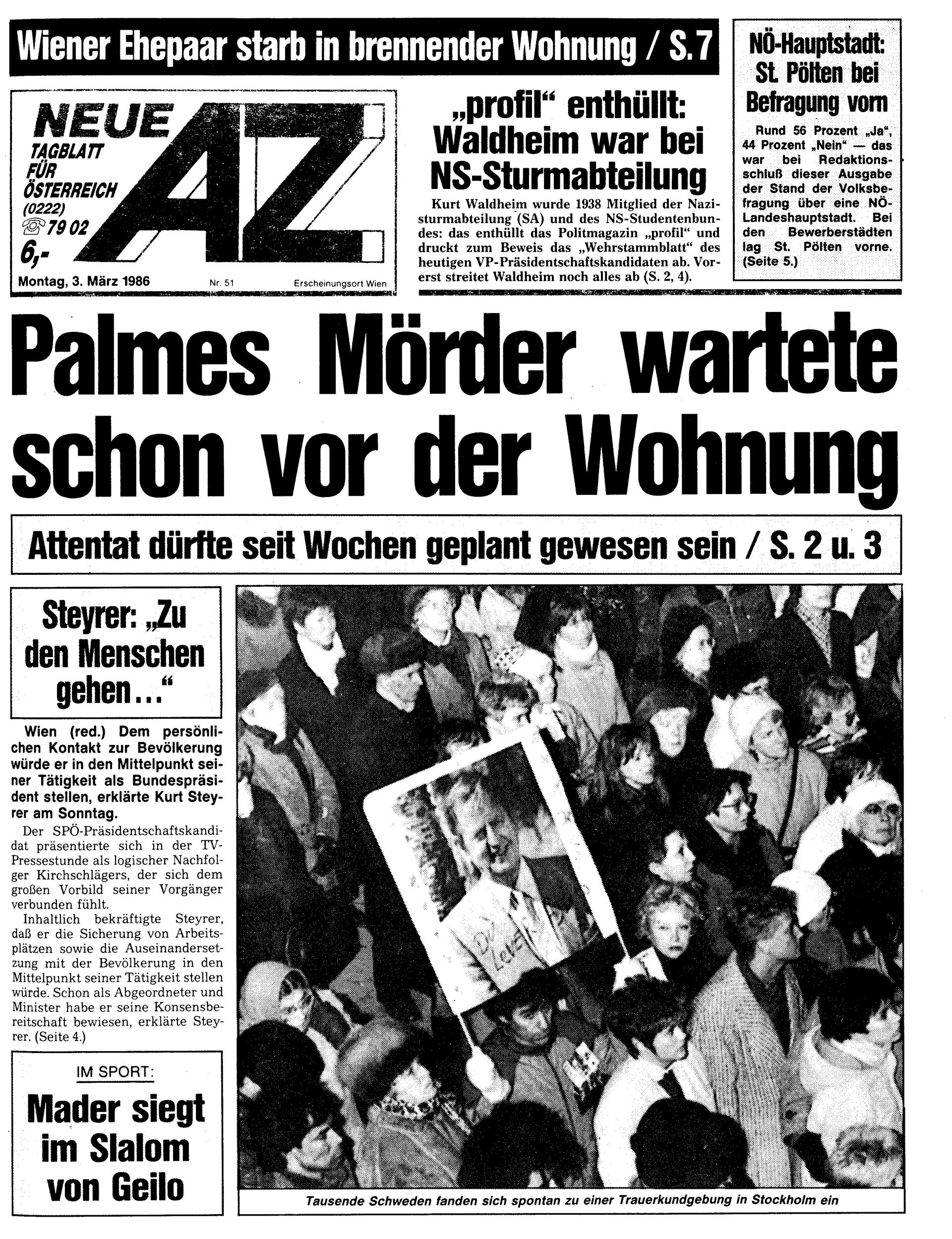 Ausgabe Mo. 03.03.1986, Seite 1