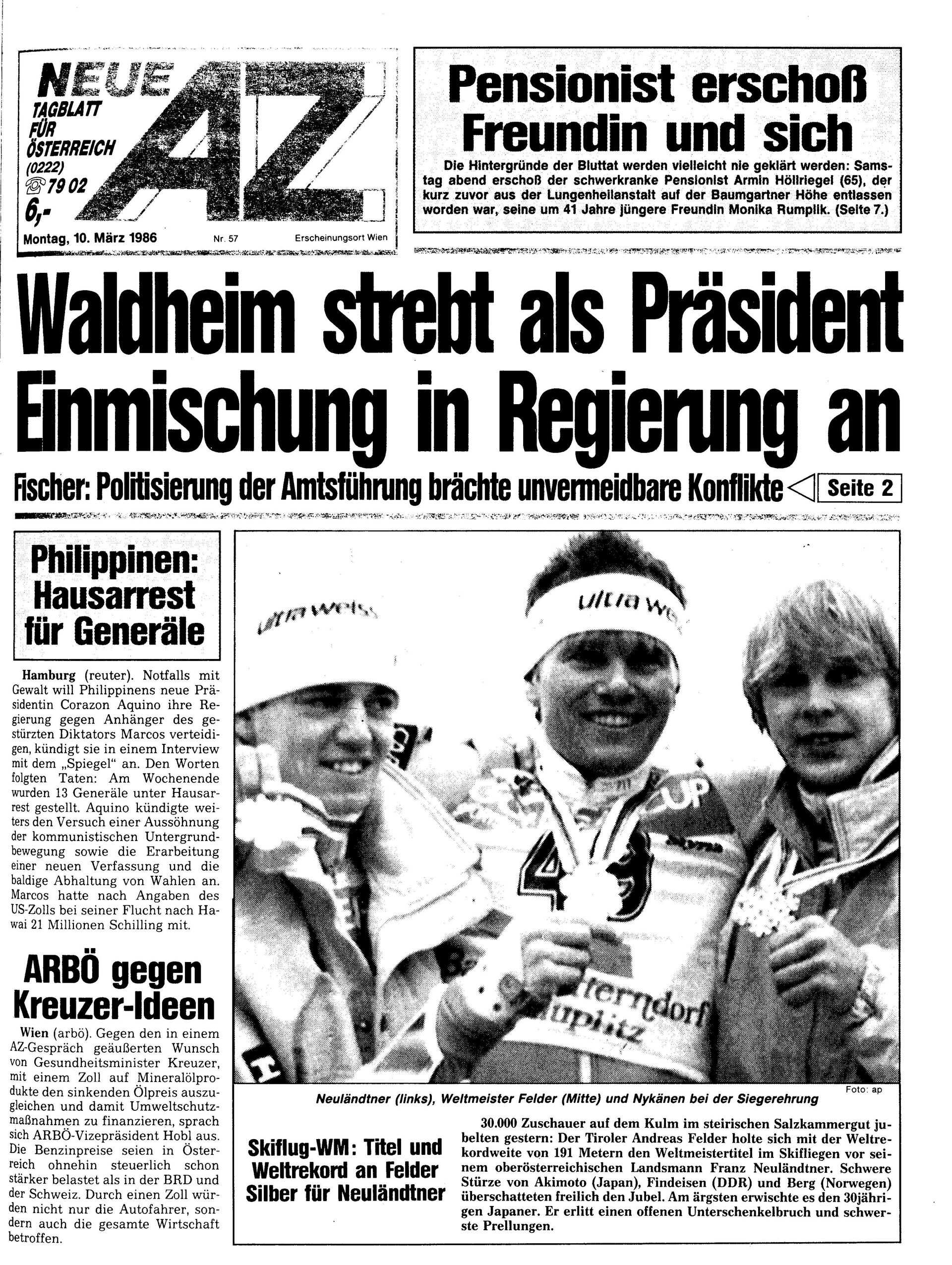 Ausgabe Mo. 10.03.1986, Seite 1