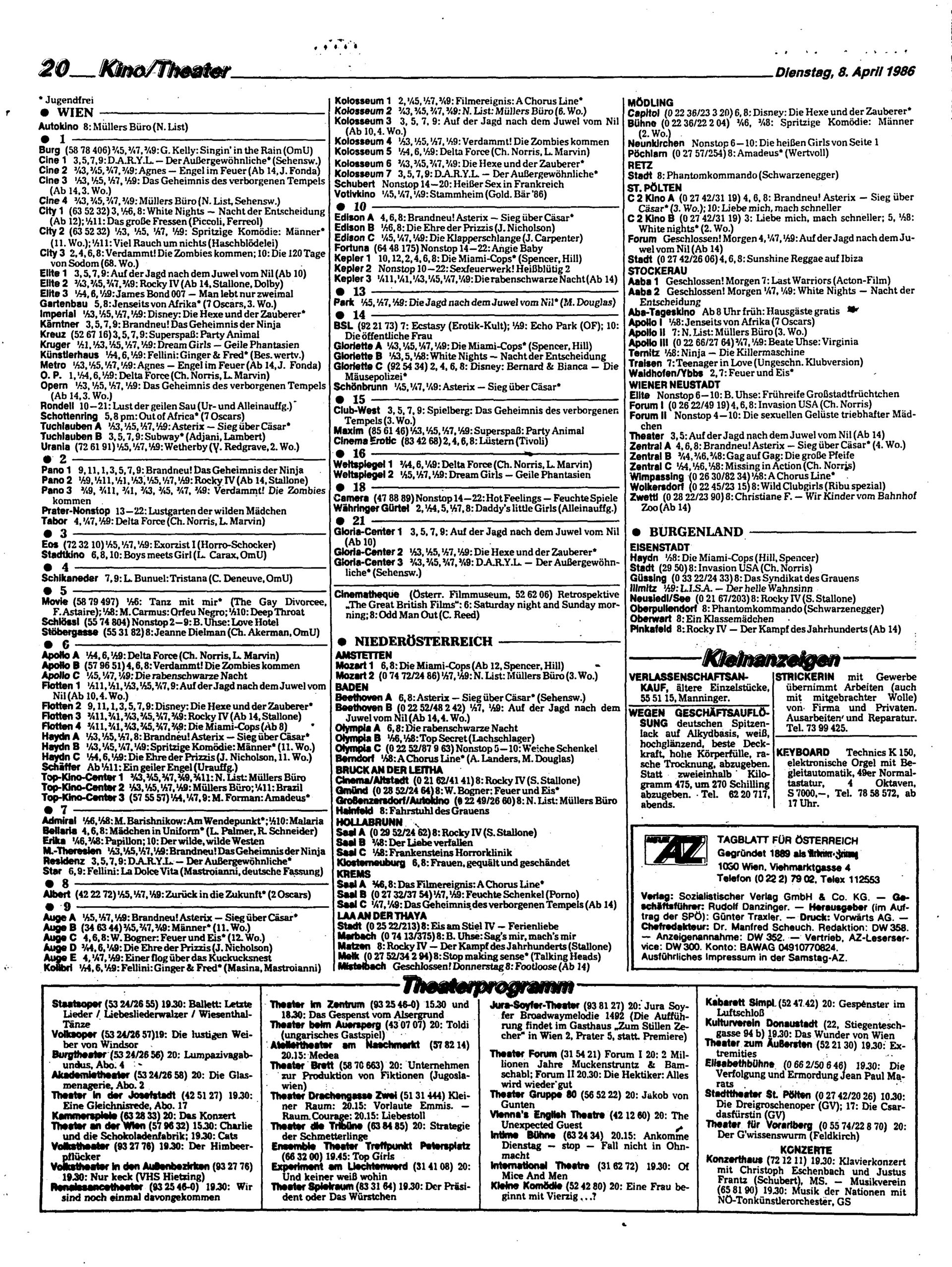 Ausgabe Di. 08.04.1986, Seite 20