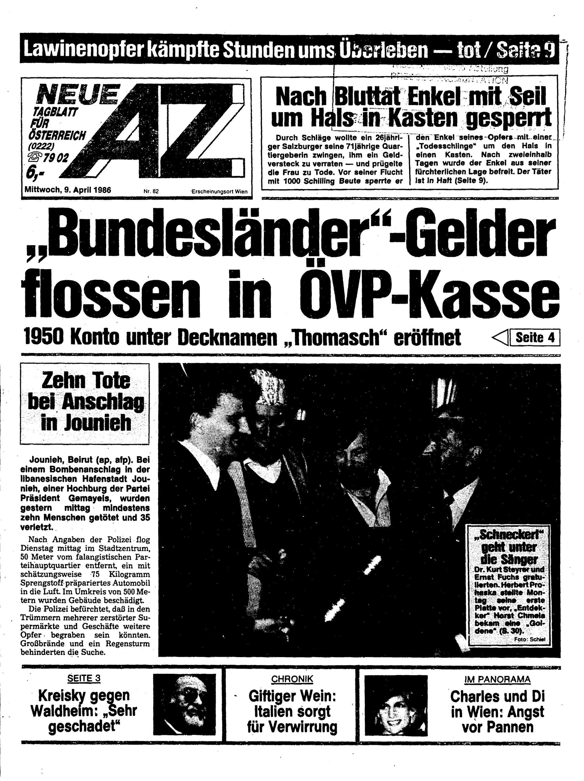 Ausgabe Mi. 09.04.1986, Seite 1