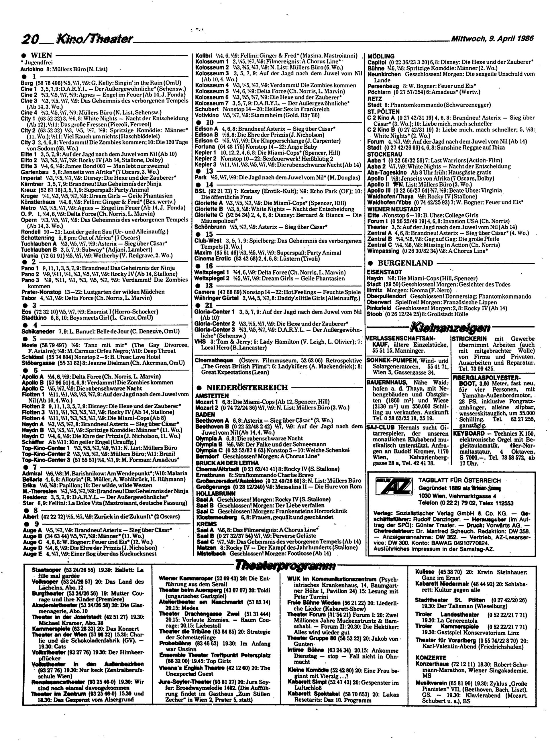 Ausgabe Mi. 09.04.1986, Seite 20