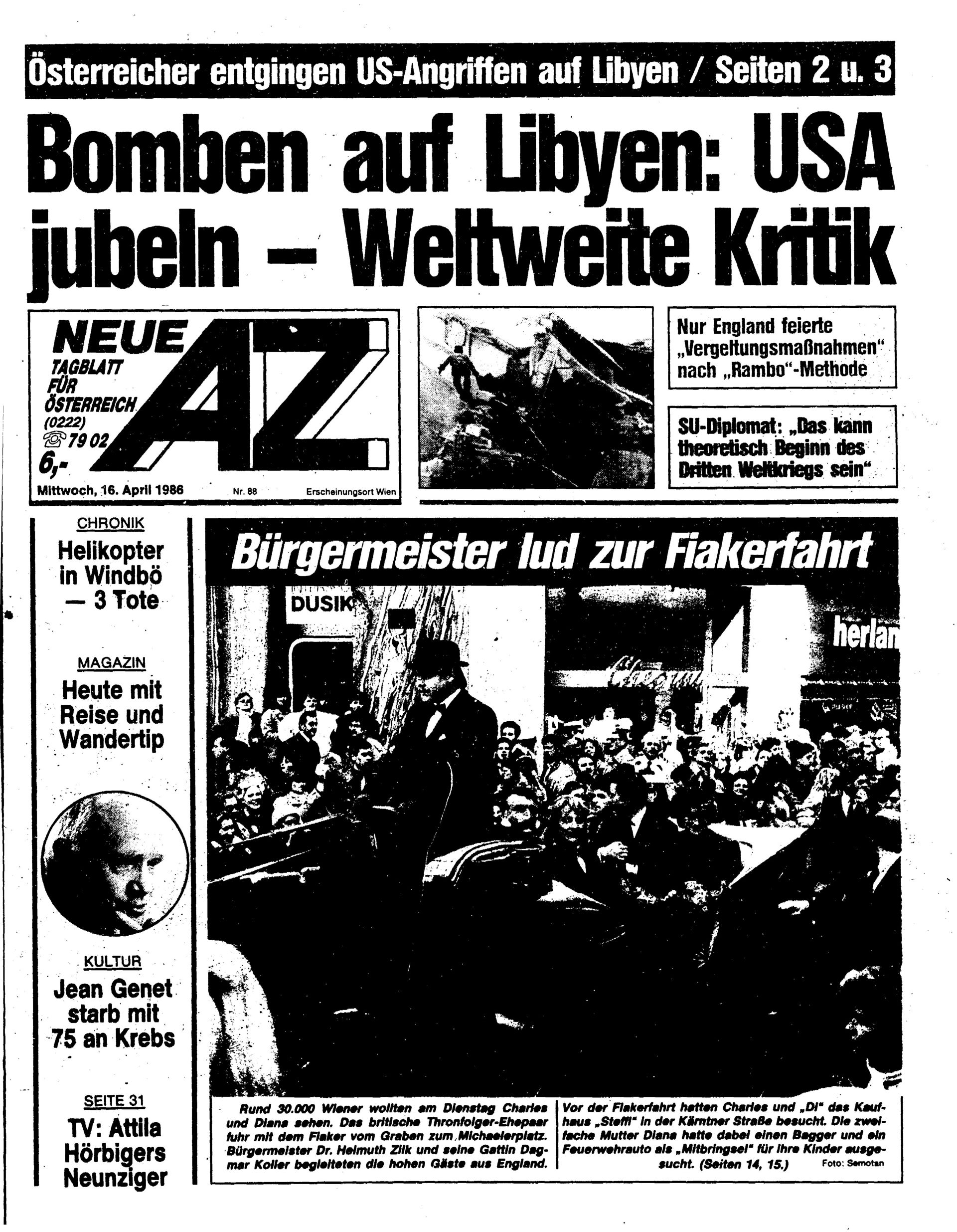 Ausgabe Mi. 16.04.1986, Seite 1
