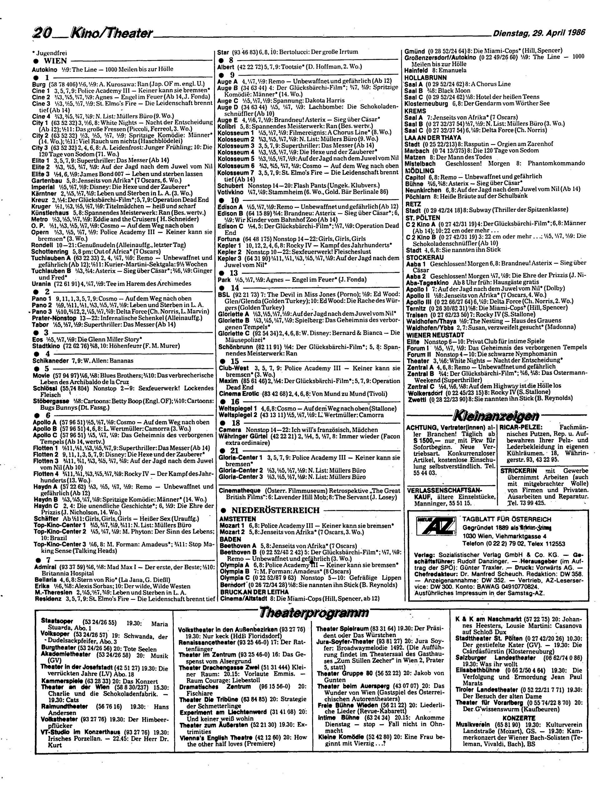 Ausgabe Di. 29.04.1986, Seite 20